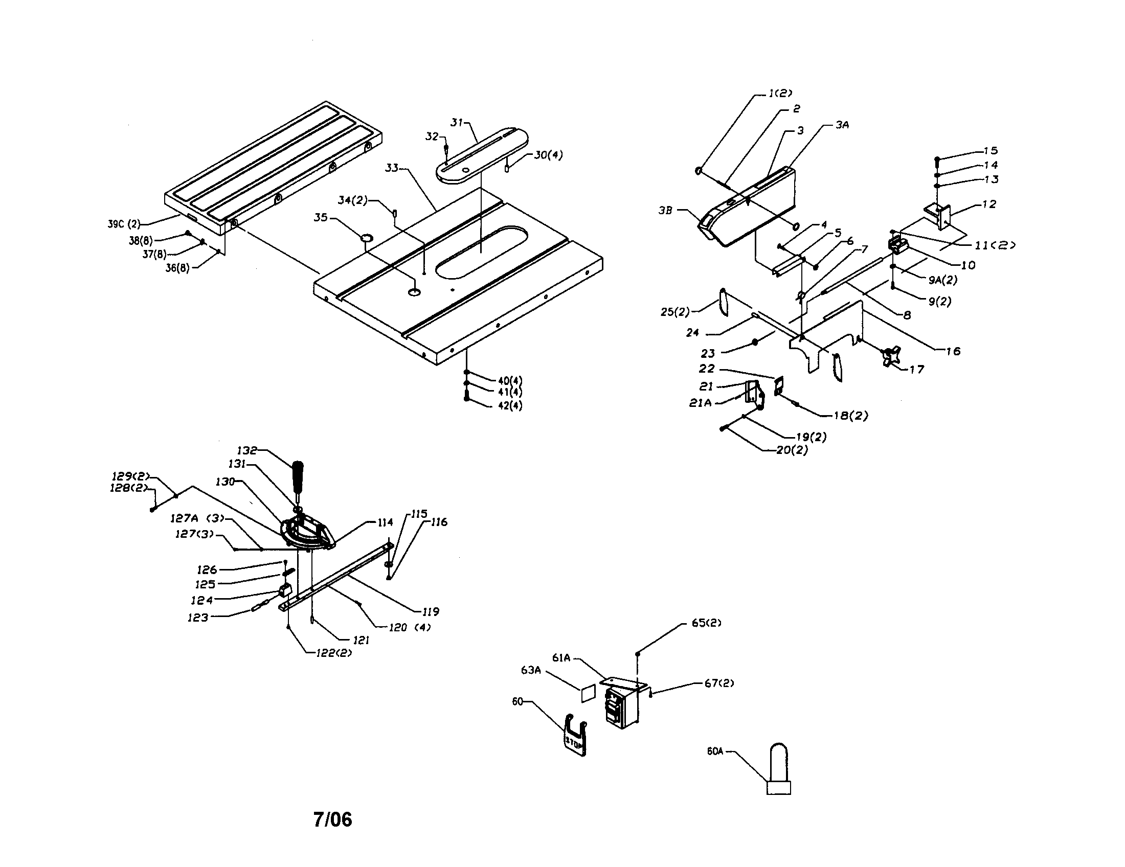 Craftsman 152221040 table assembly diagram