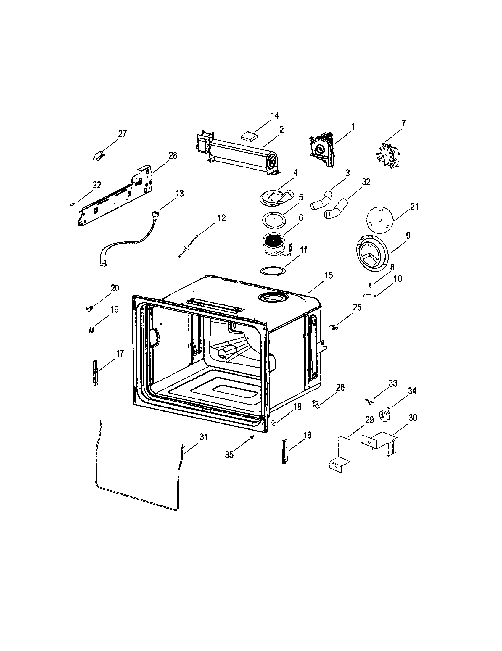 Fisher & Paykel OD302B cavity & components diagram