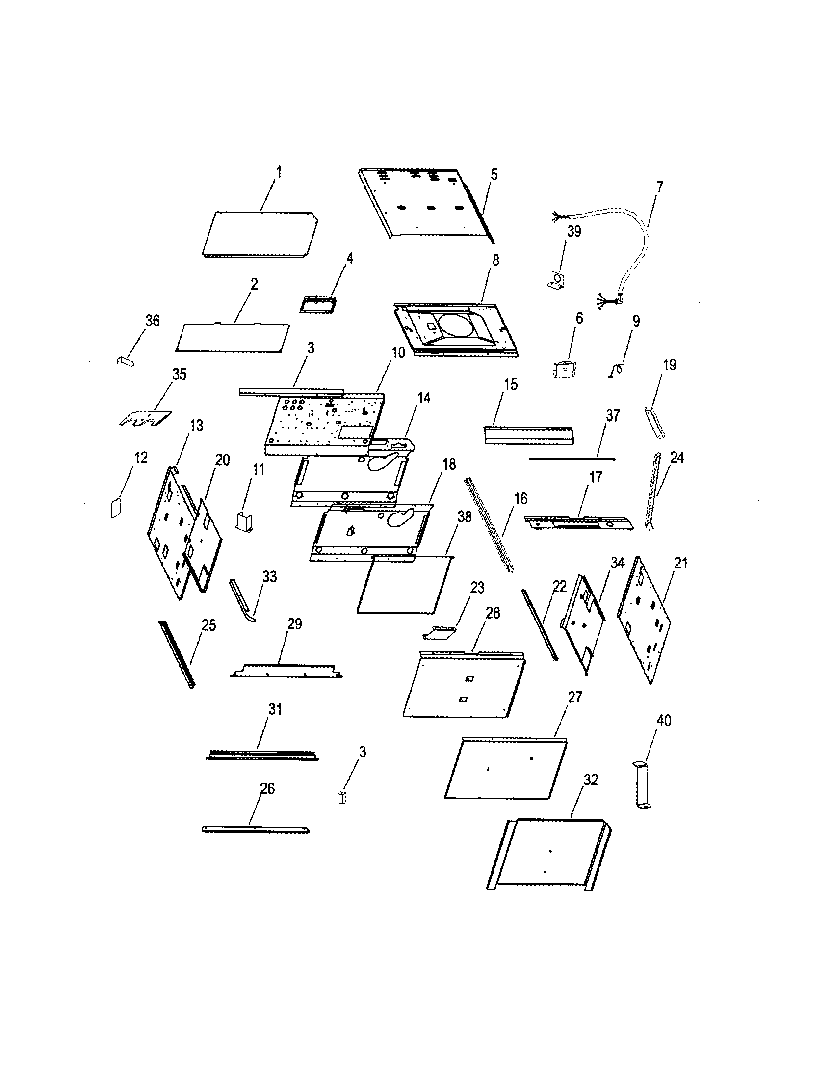 Fisher & Paykel OD302B chassis assembly diagram