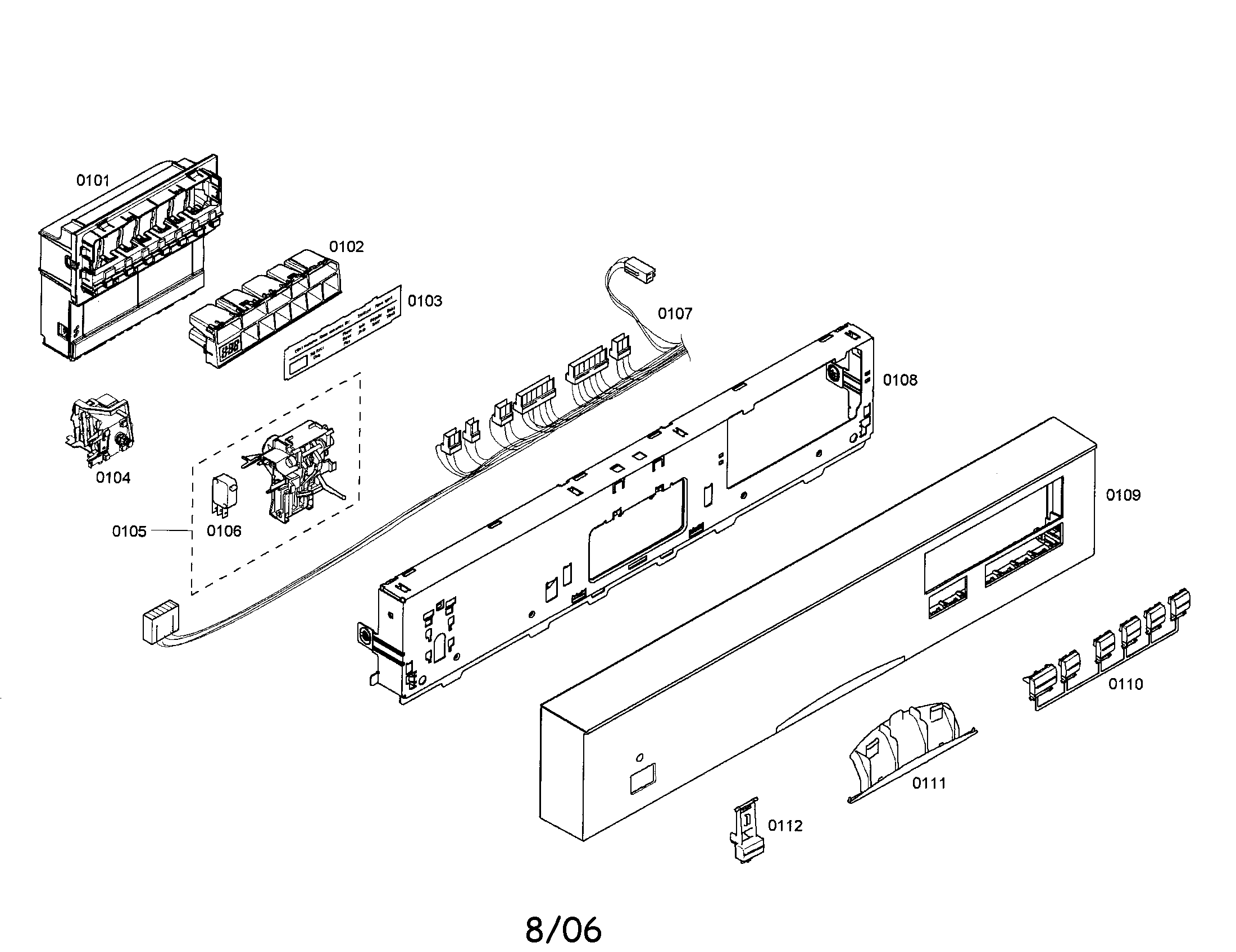 Bosch SHE47C02UC/21 fascia panel/control unit diagram
