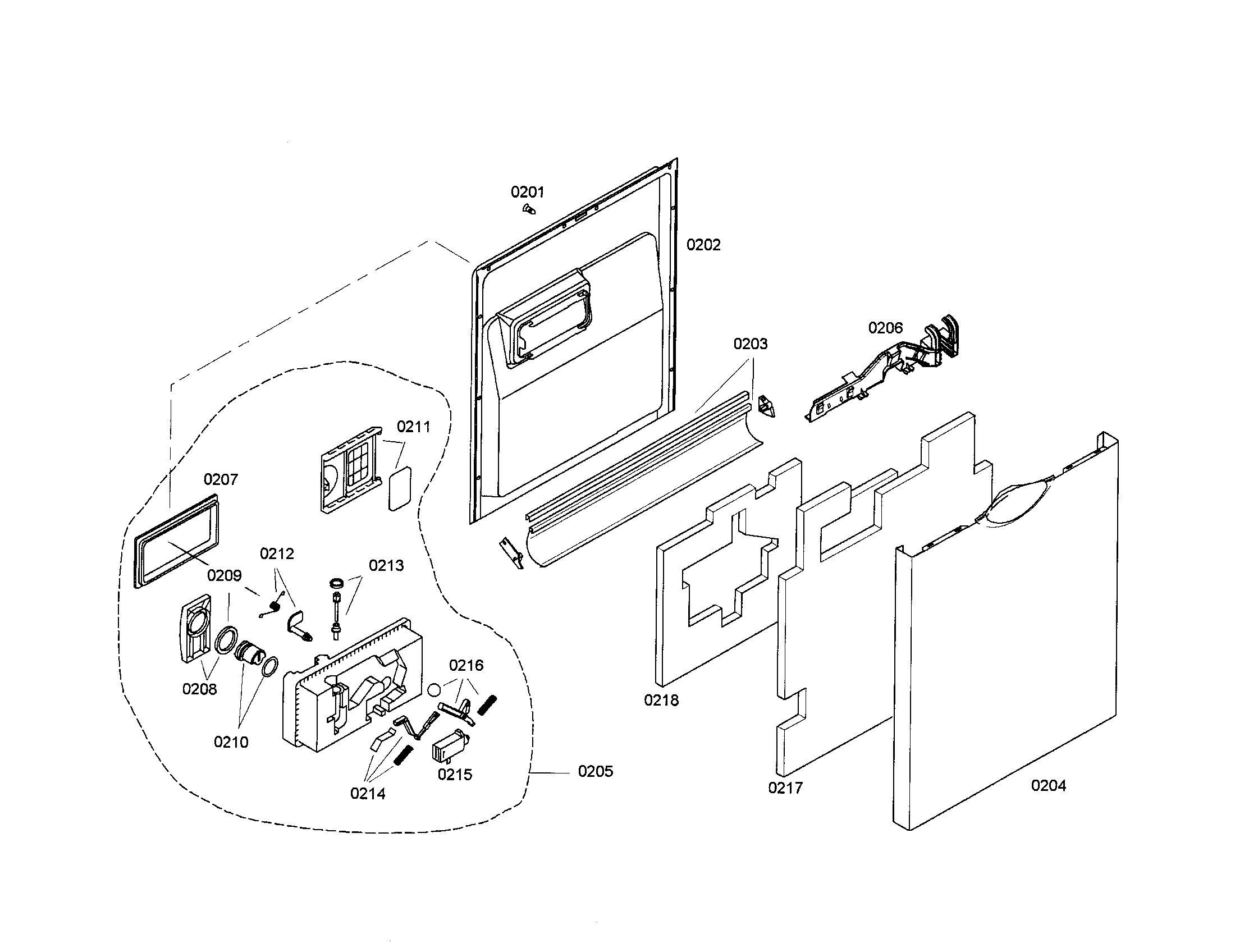 Bosch SHE47C02UC/21 door/dispenser diagram