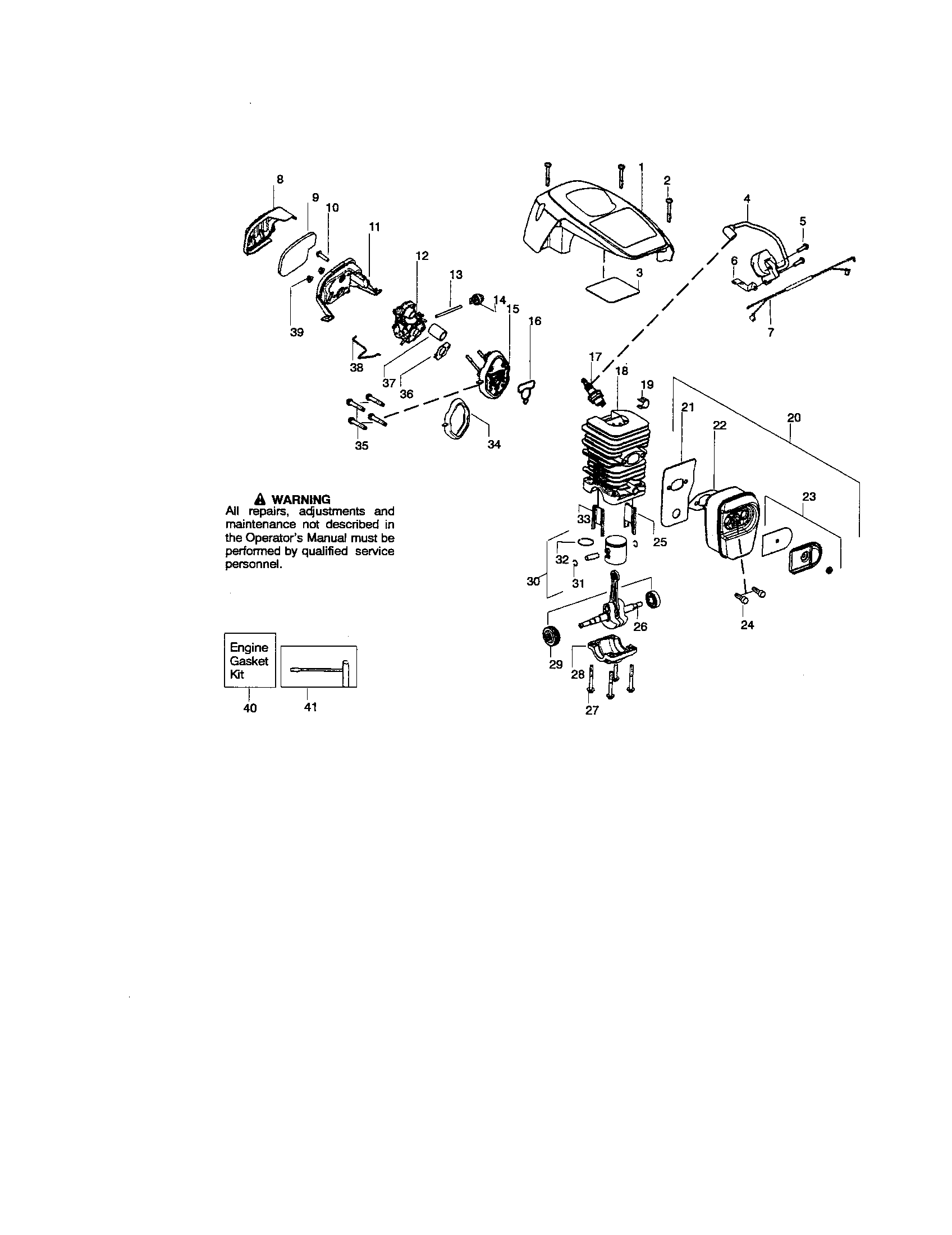 Craftsman 358350830 cylinder/crankshaft/shield diagram