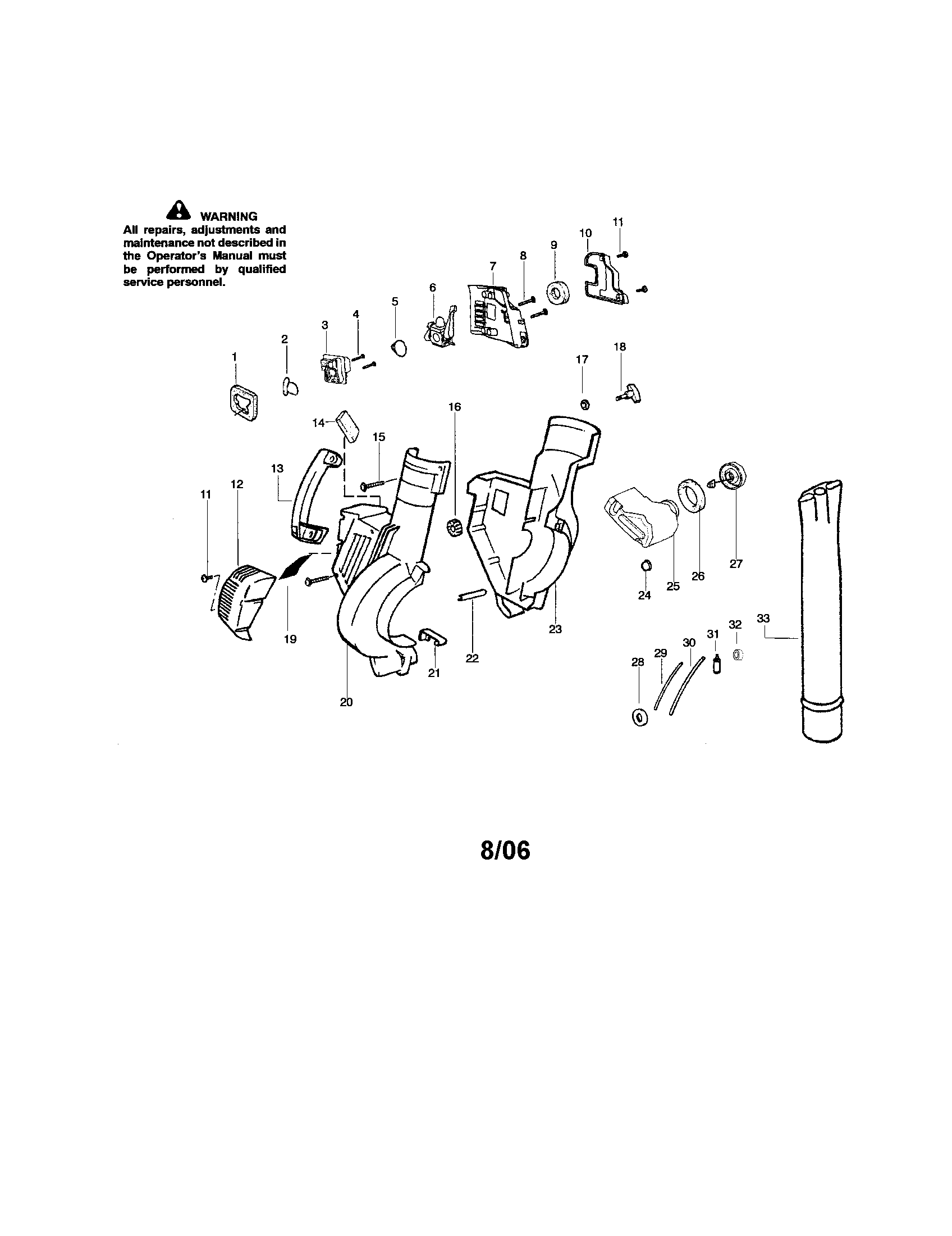 Poulan PPB2000LE TYPE 1 housing/tube diagram