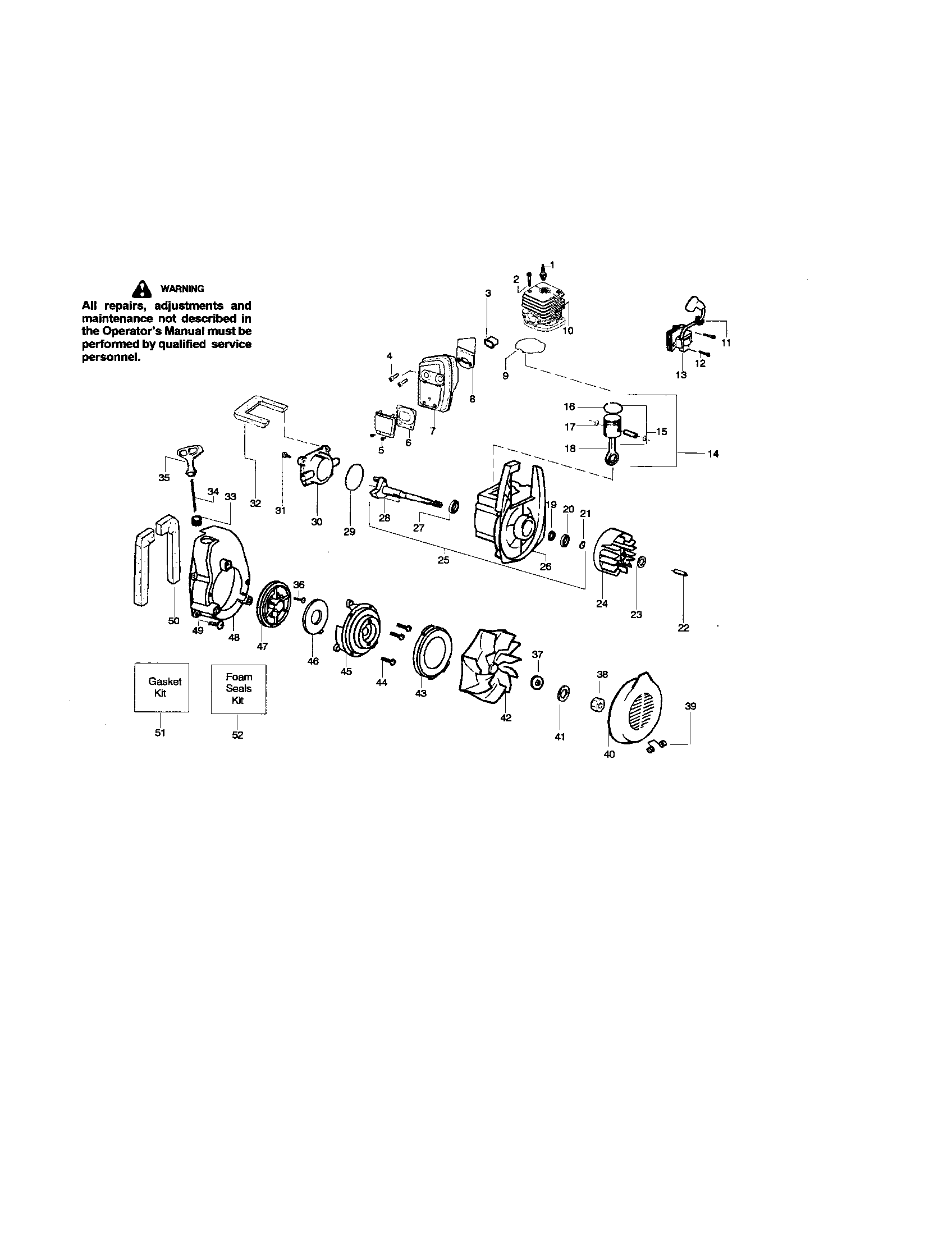 Poulan PPB2000LE TYPE 1 cylinder/crankshaft/crankcase diagram
