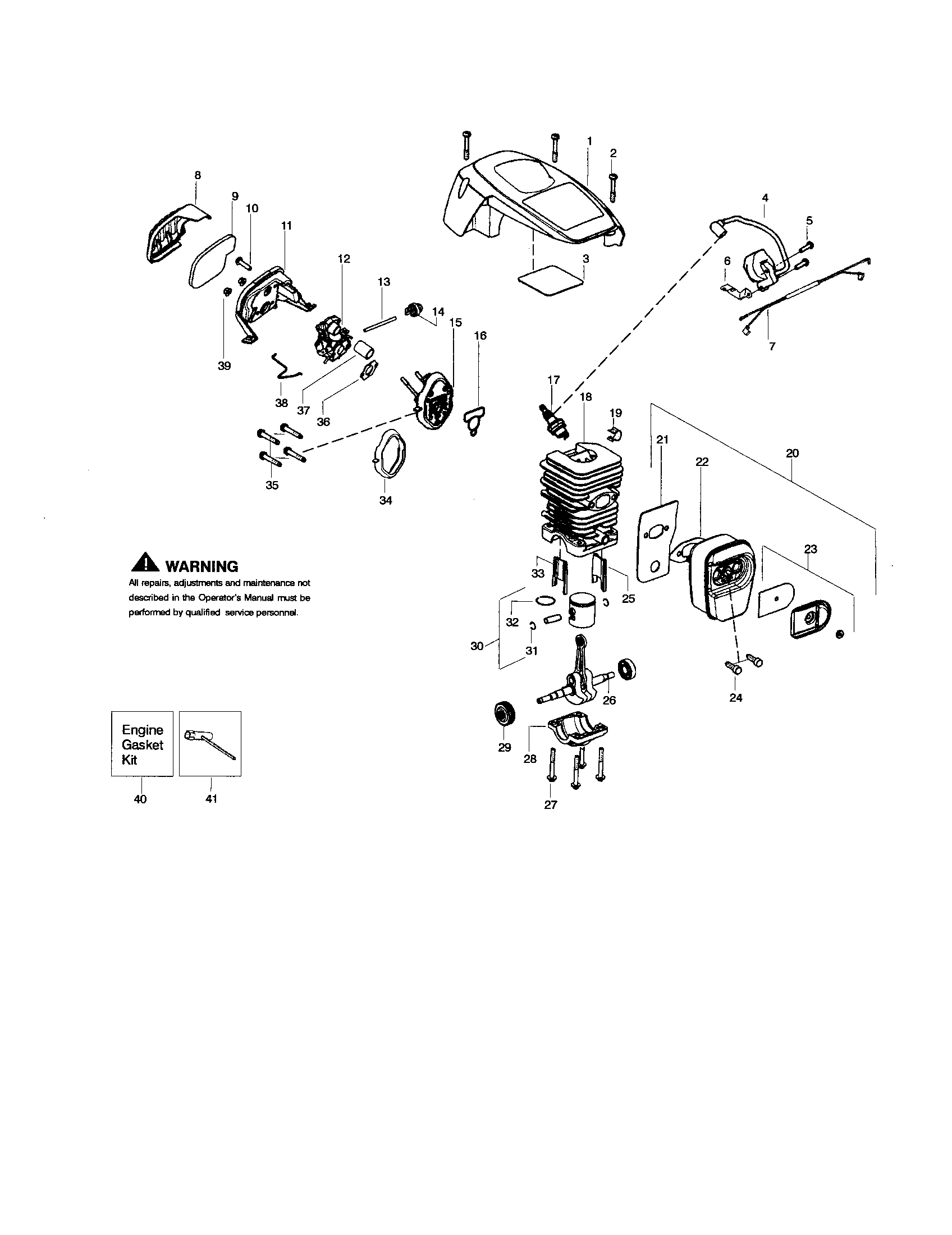 Poulan S1970 TYPE 1 shield/cylinder/crankshaft diagram