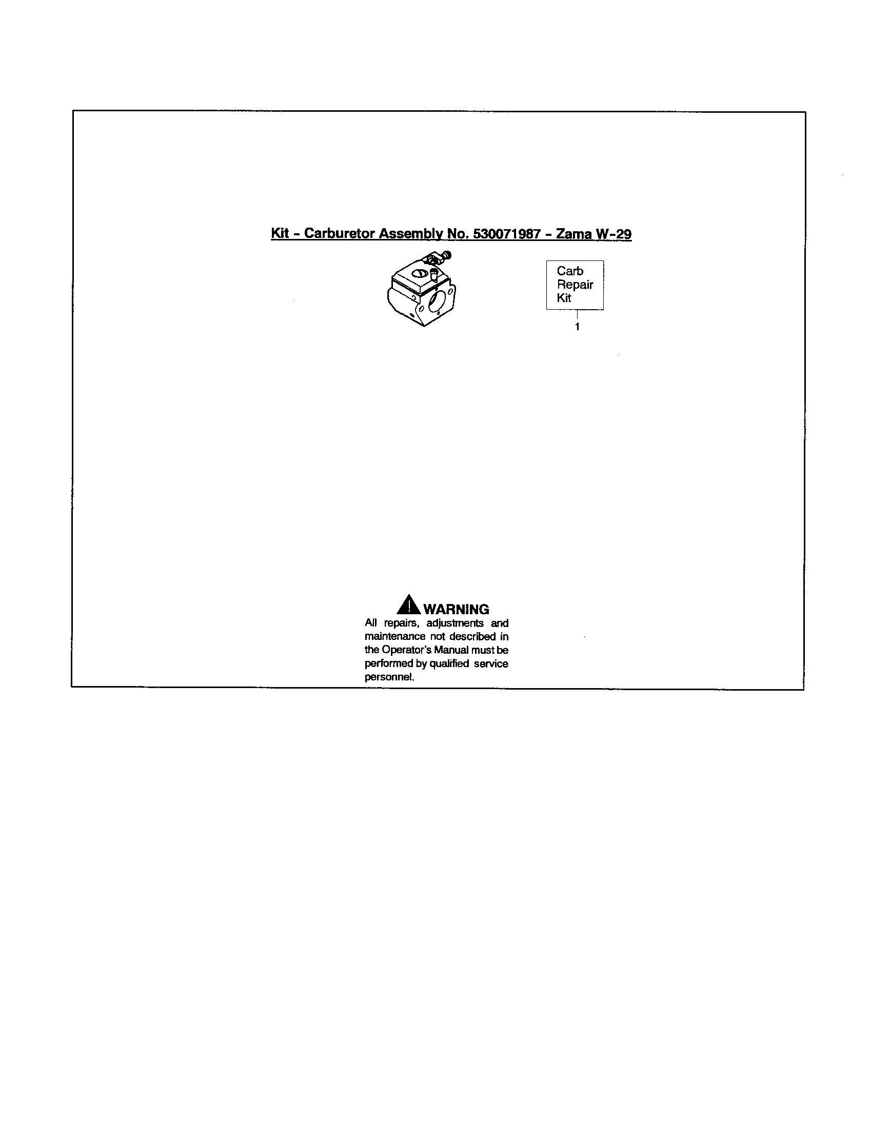 Husqvarna 142LE carburetor no. 530071987-zama w-29 diagram