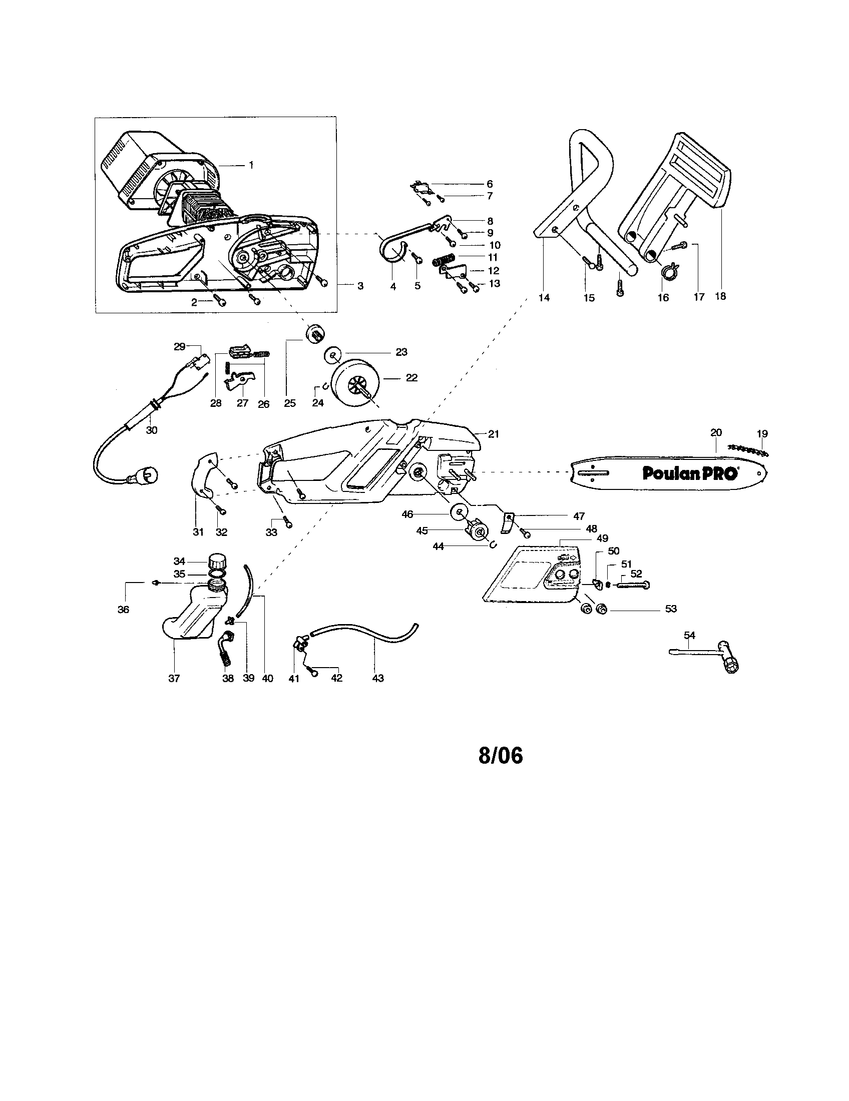 Poulan 400EX chainsaw diagram