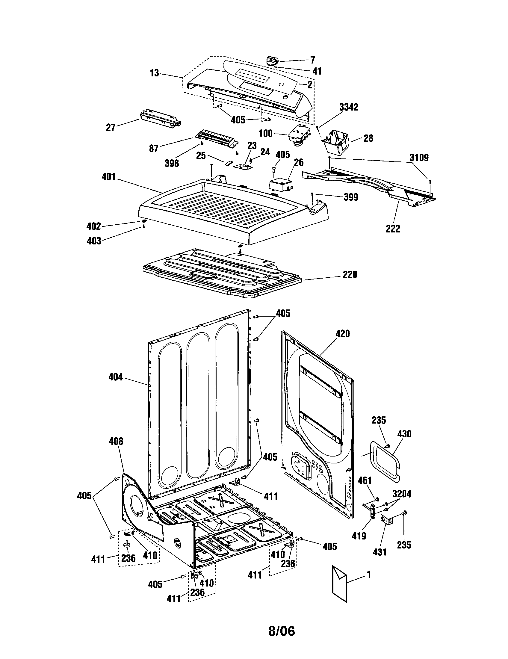Fisher & Paykel DE09-US0 controls/cabinet diagram