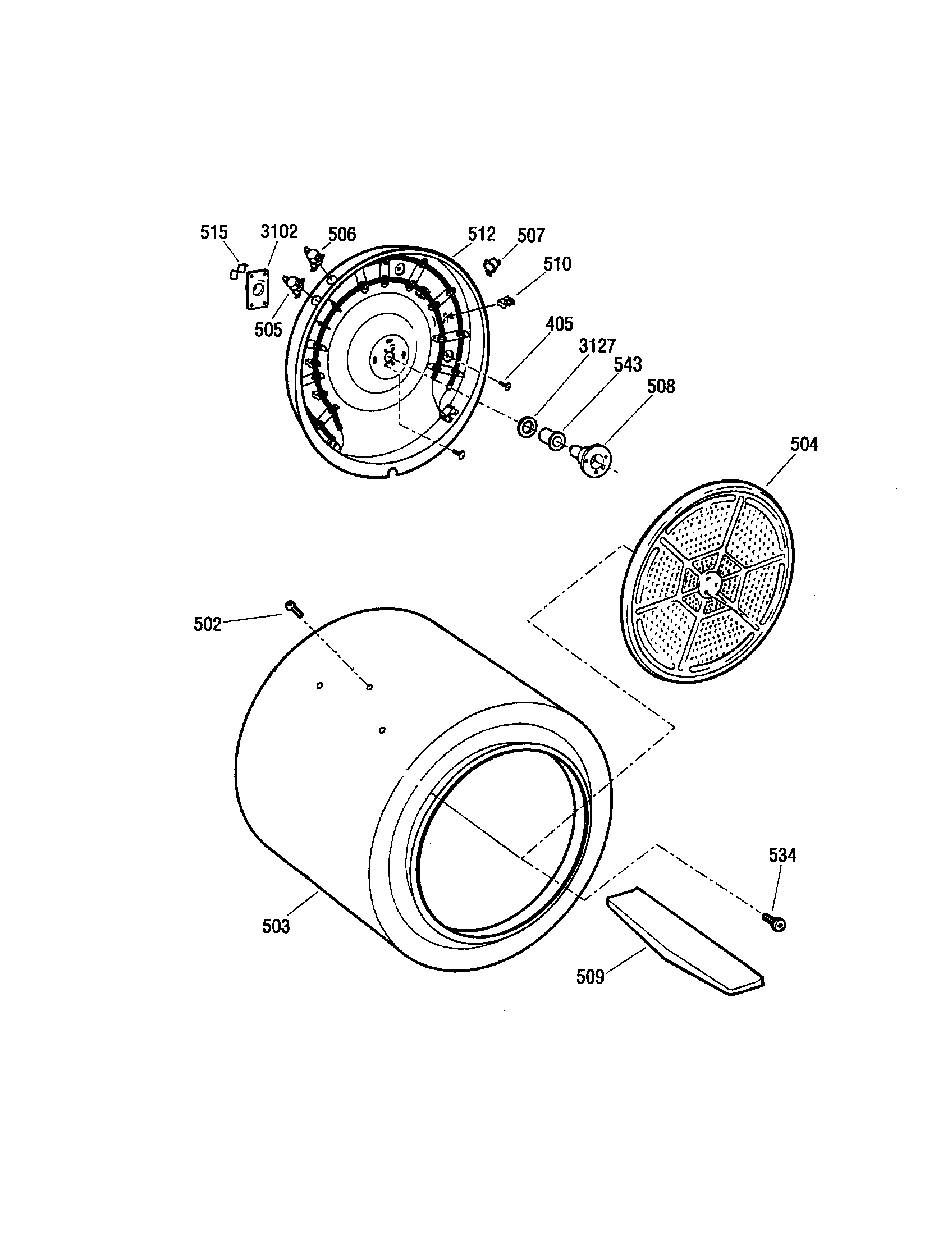 Fisher & Paykel DE09-US0 heater/drum diagram