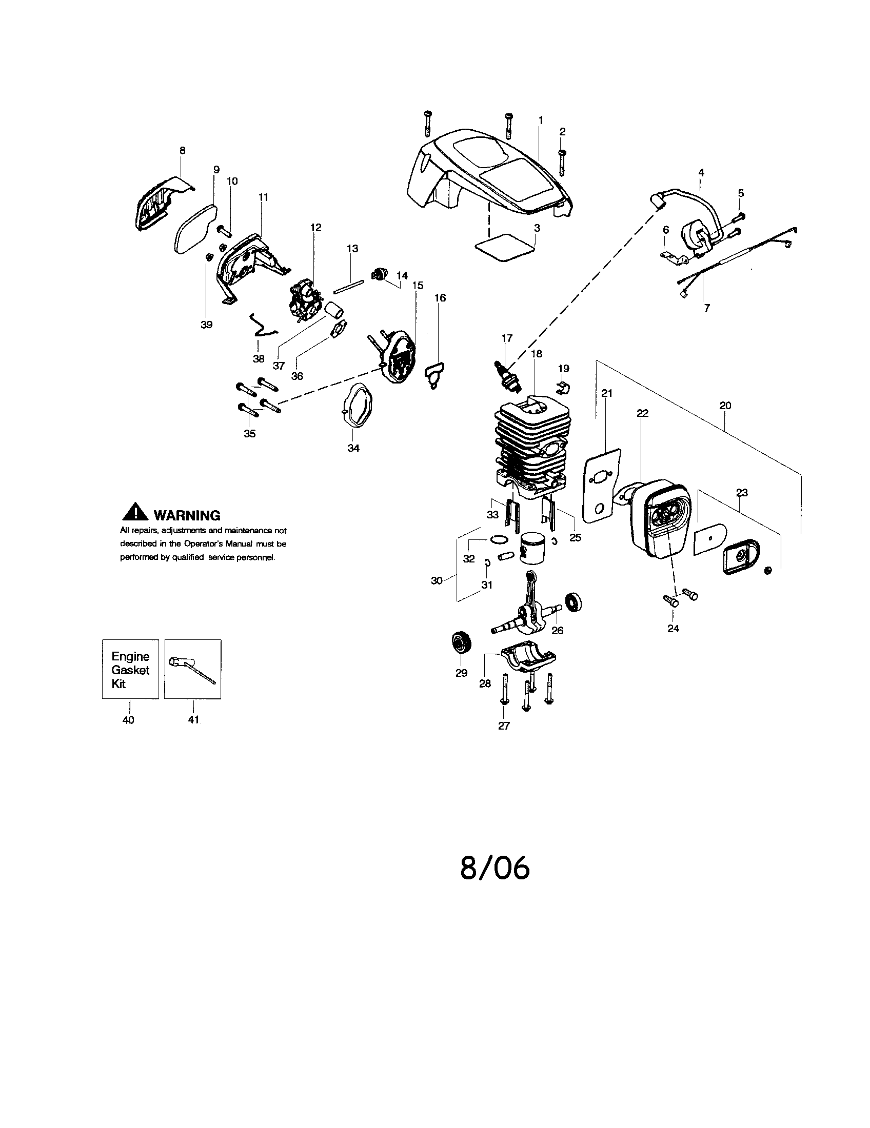 Poulan P3516PR TYPE 1 shield/cylinder/crankshaft diagram