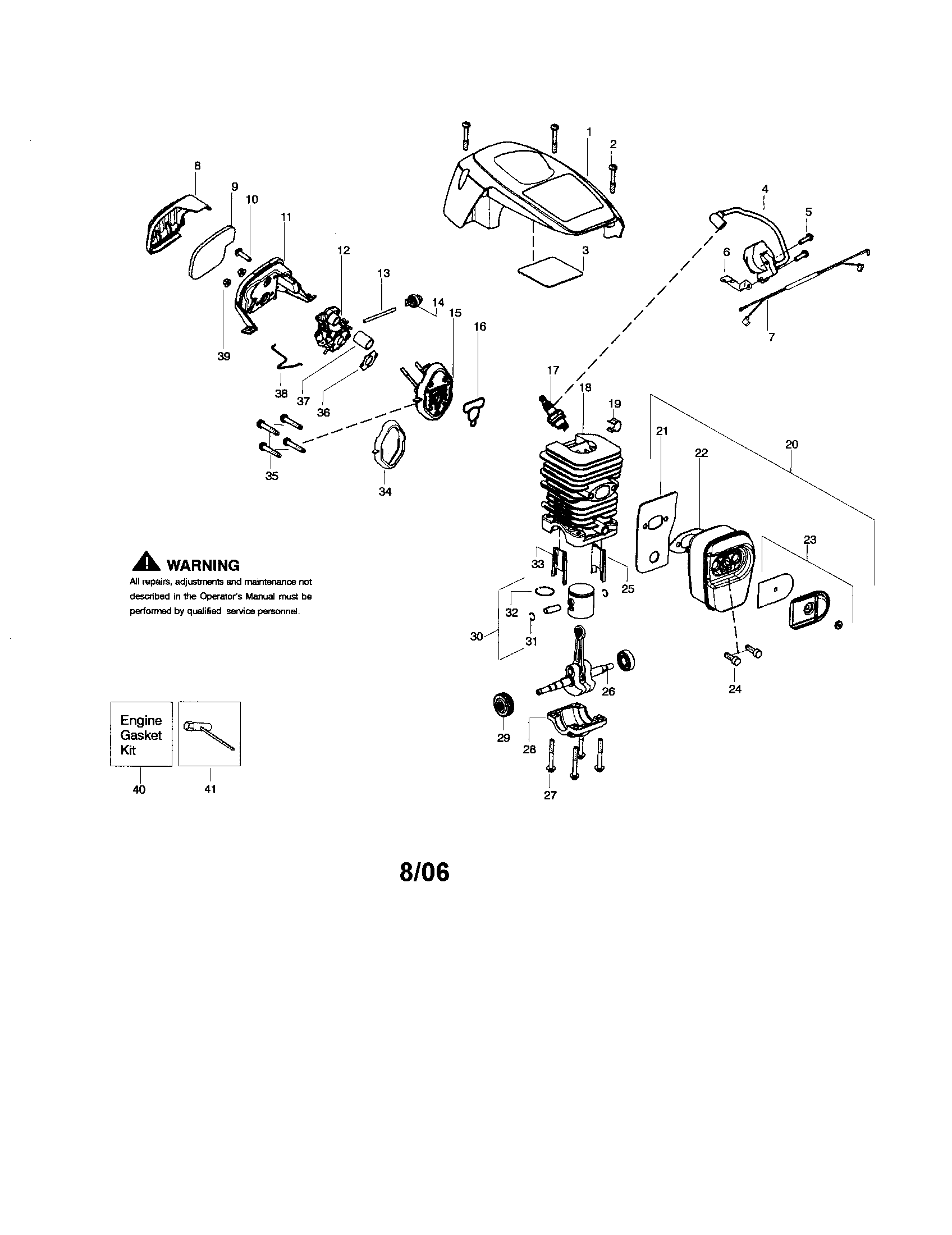 Poulan P3516PR TYPE 2 shield/cylinder/crankshaft diagram