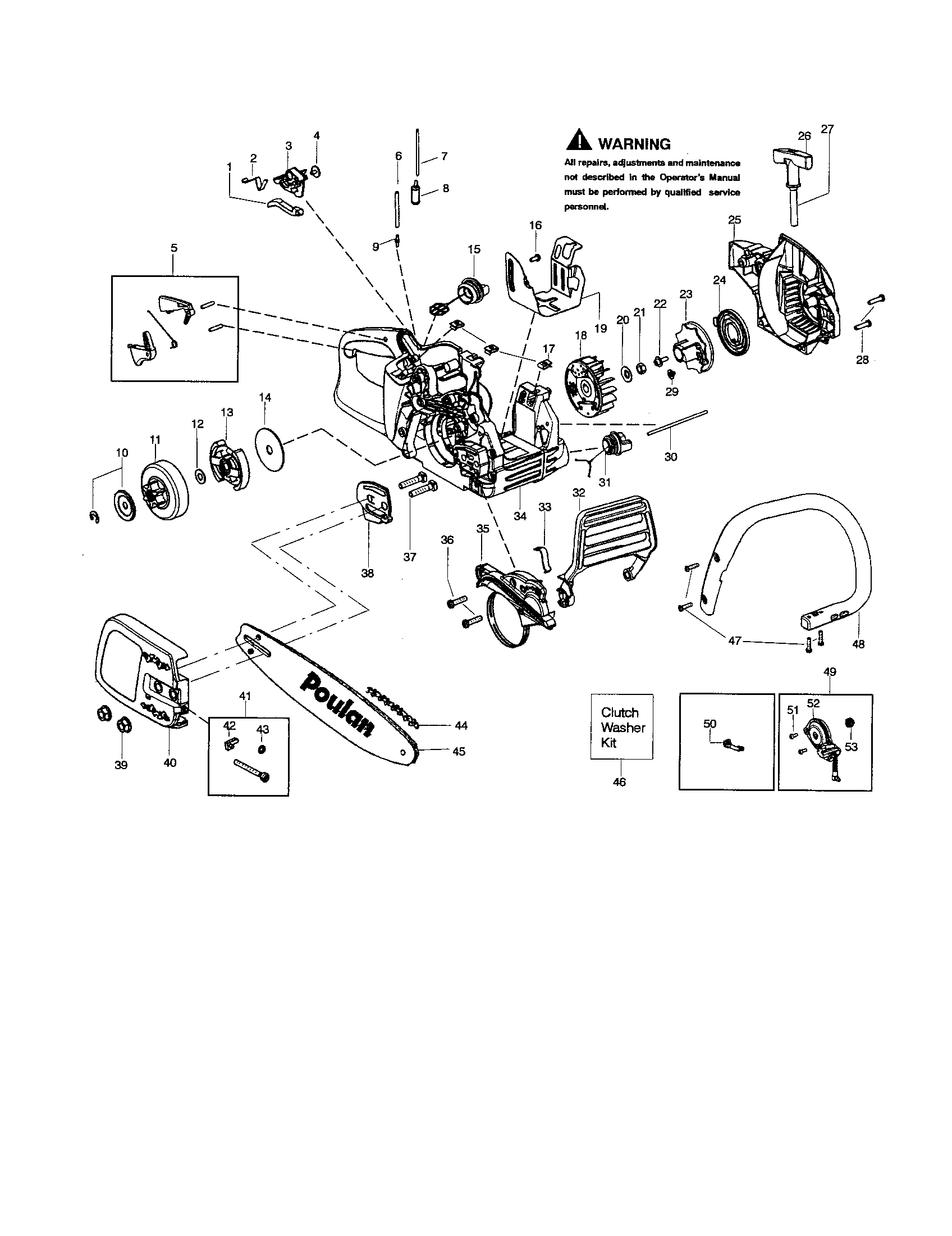 Poulan P3516PR TYPE 2 chassis/bar/handle diagram
