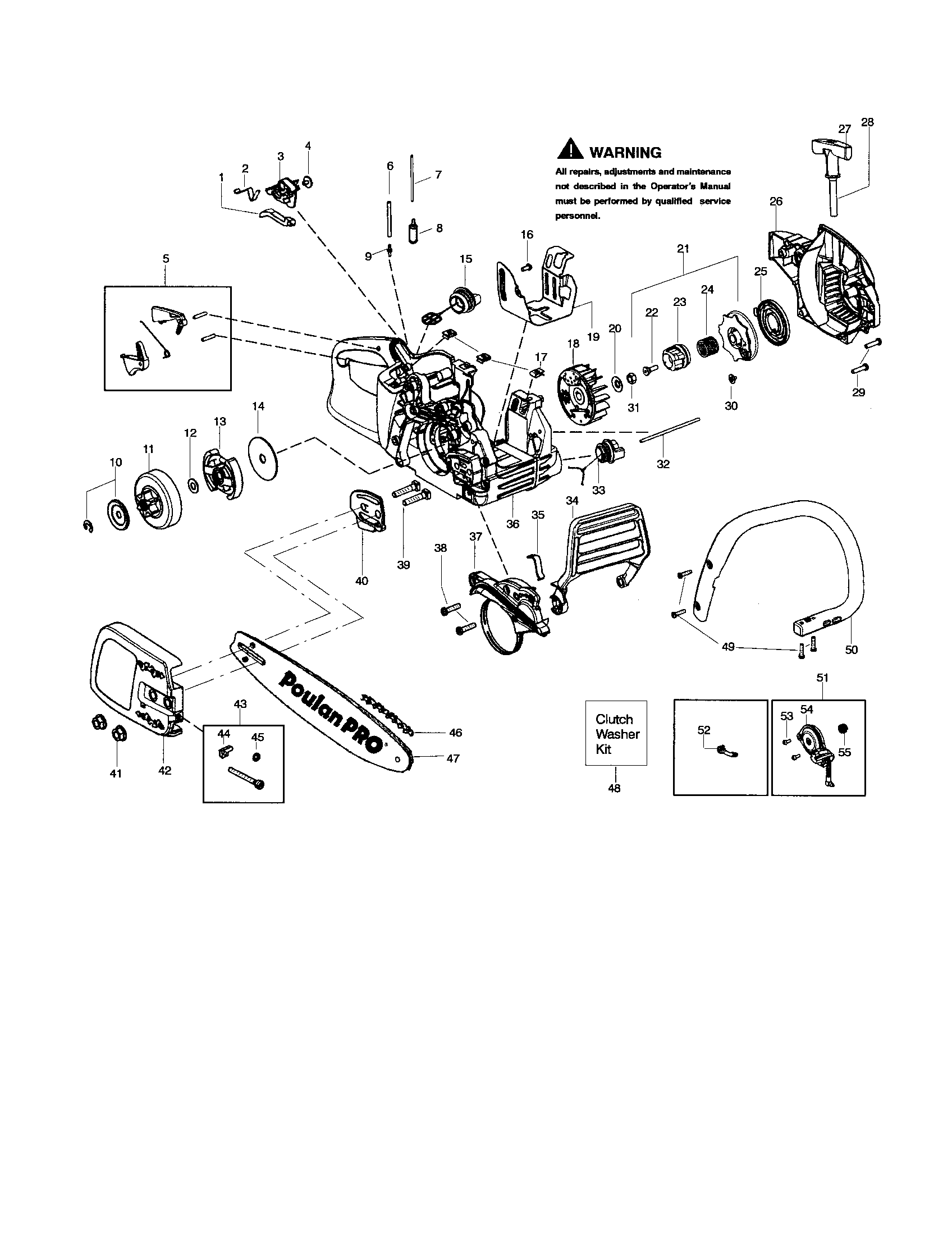 Poulan PPB4018 TYPE 1 chassis/bar/handle diagram