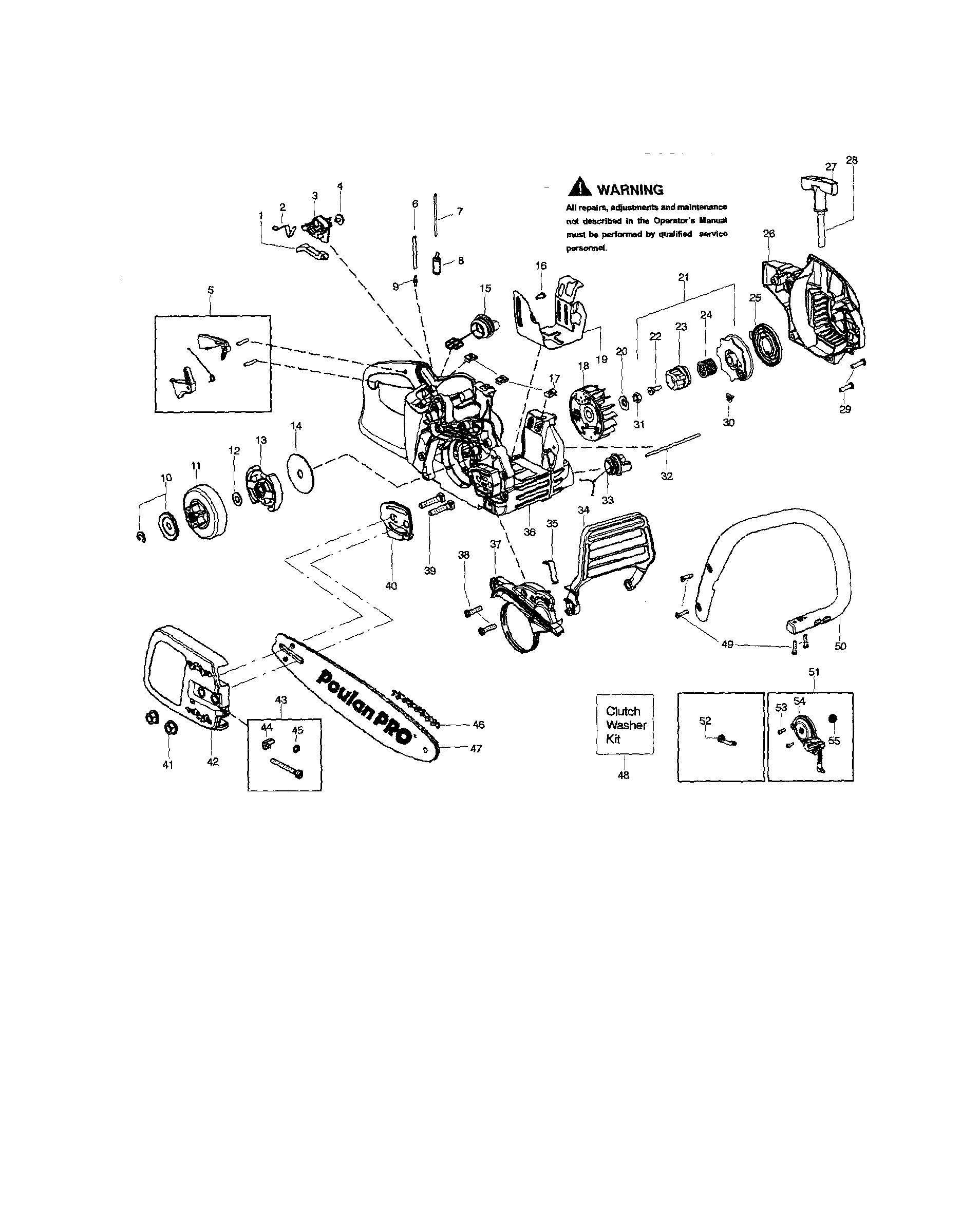 Poulan PPB4018 TYPE 2 chassis/bar/handle diagram