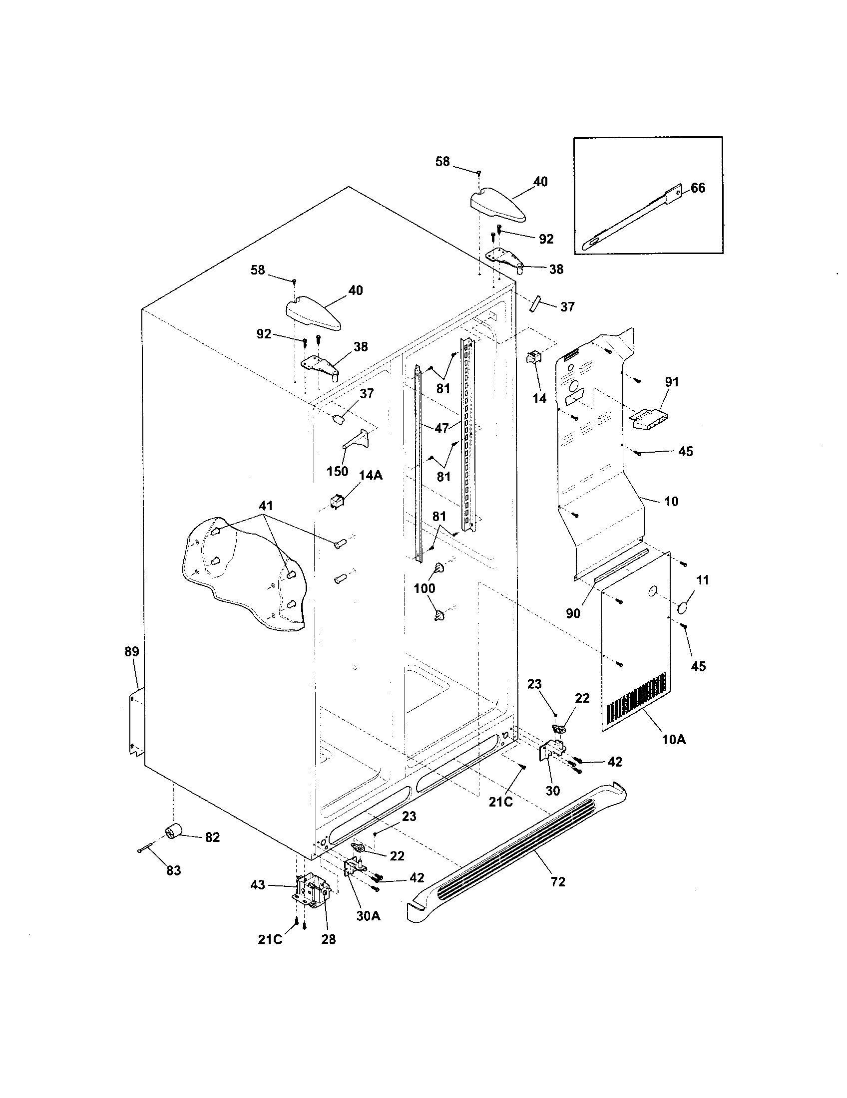 White-Westinghouse WRS26MF5ASJ cabinet diagram