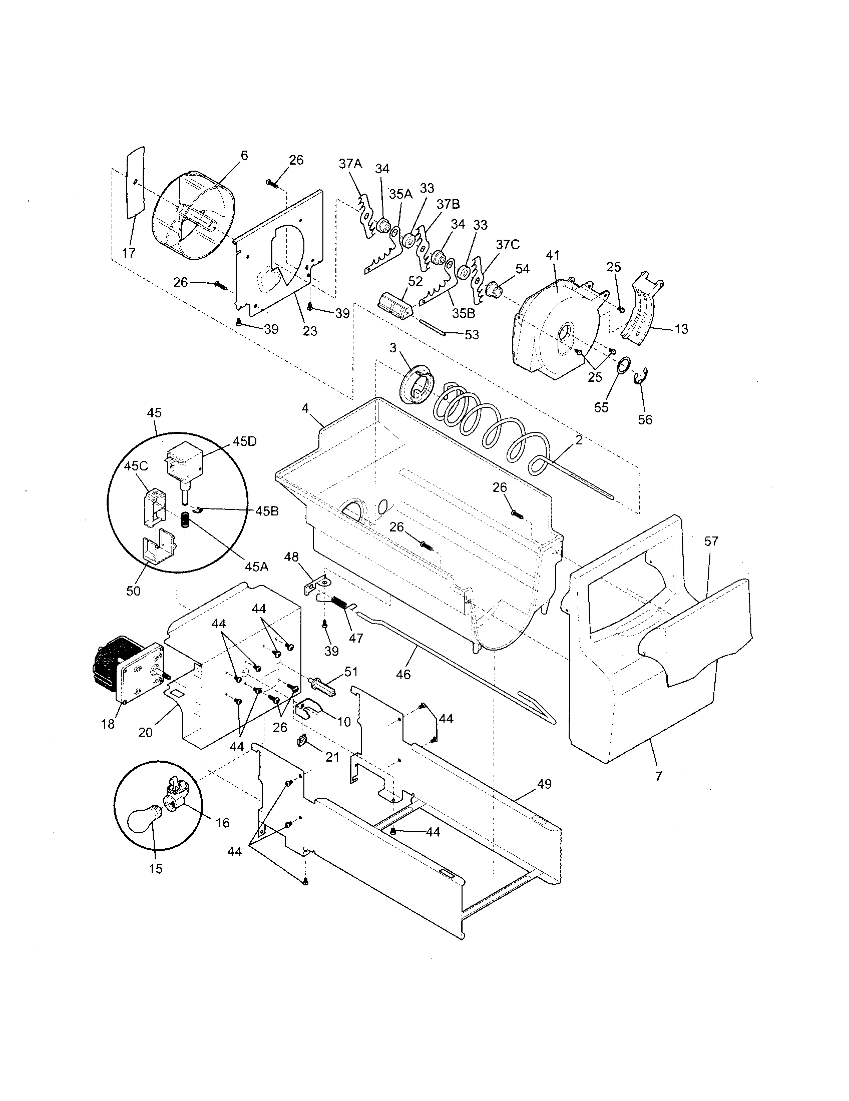 White-Westinghouse WRS26MF5ASJ ice container diagram