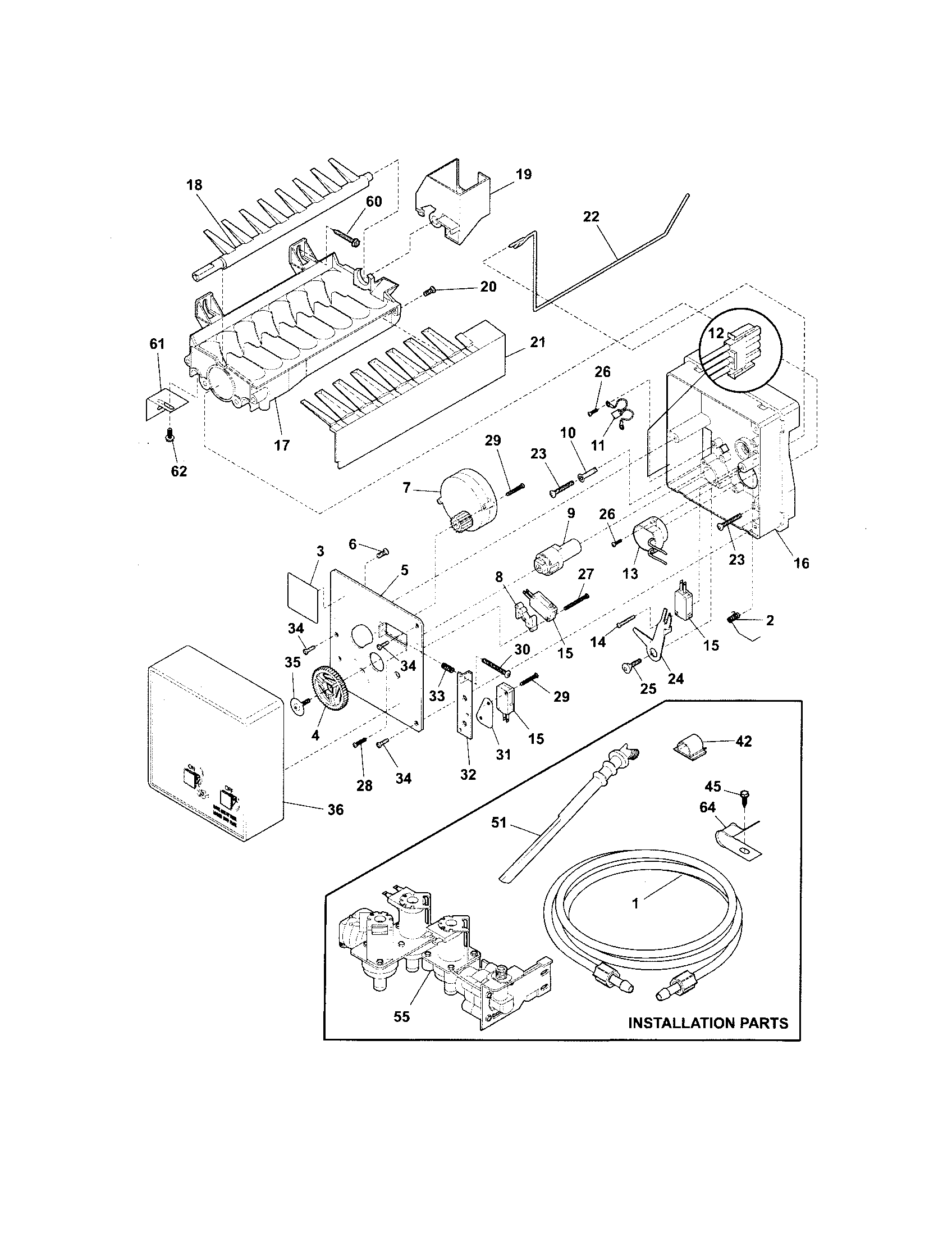 White-Westinghouse WRS26MF5ASJ ice maker diagram