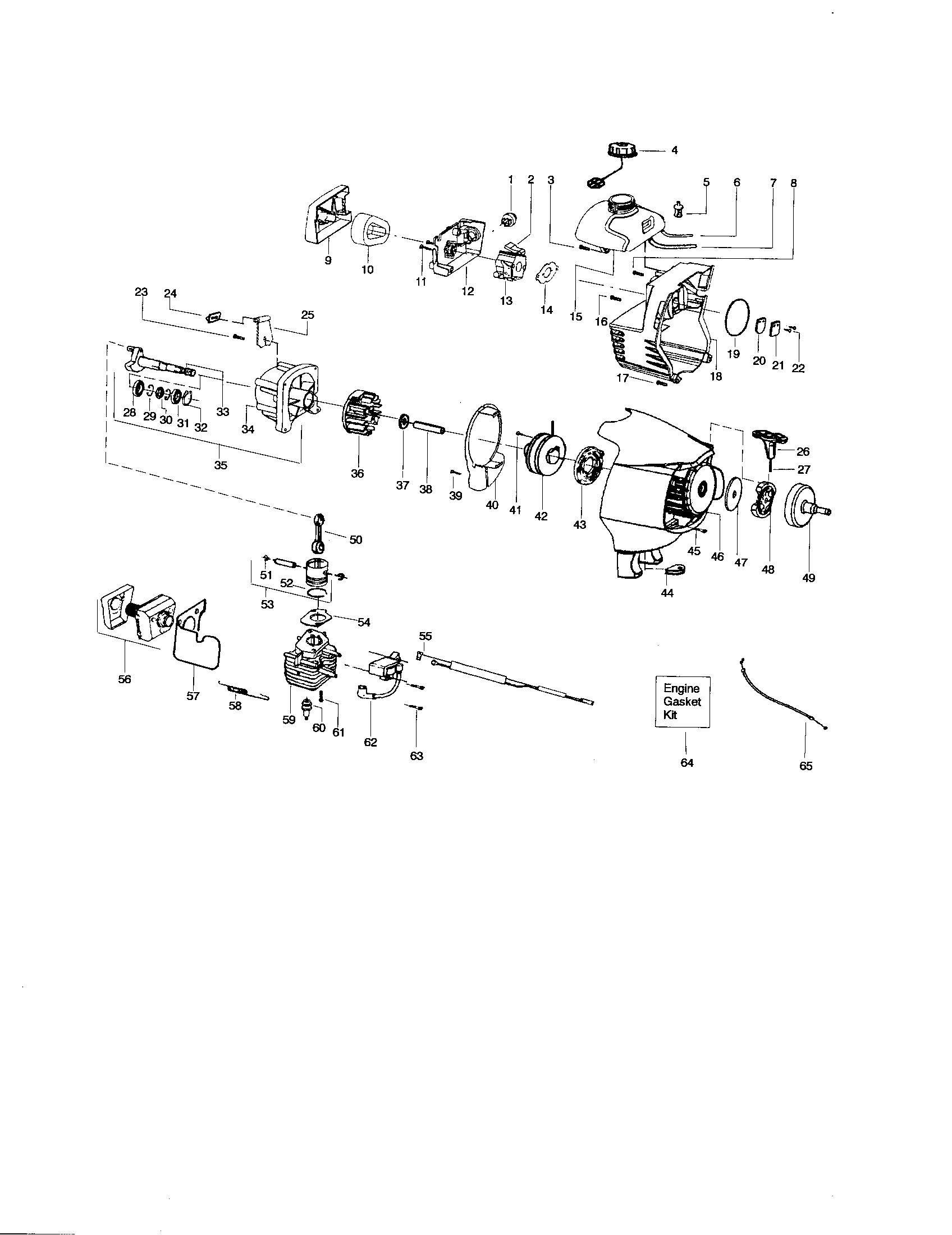 Weed Eater BC3150 cylinder/crankshaft/crankcase diagram