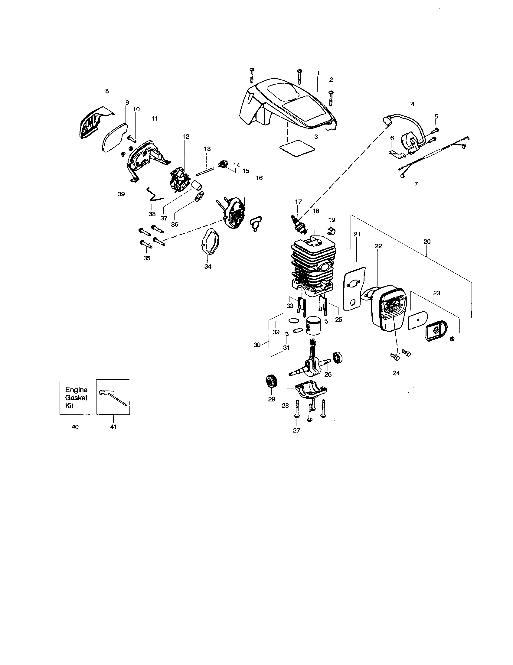 Poulan PPB3416 TYPE 2 shield/cylinder/crankshaft diagram