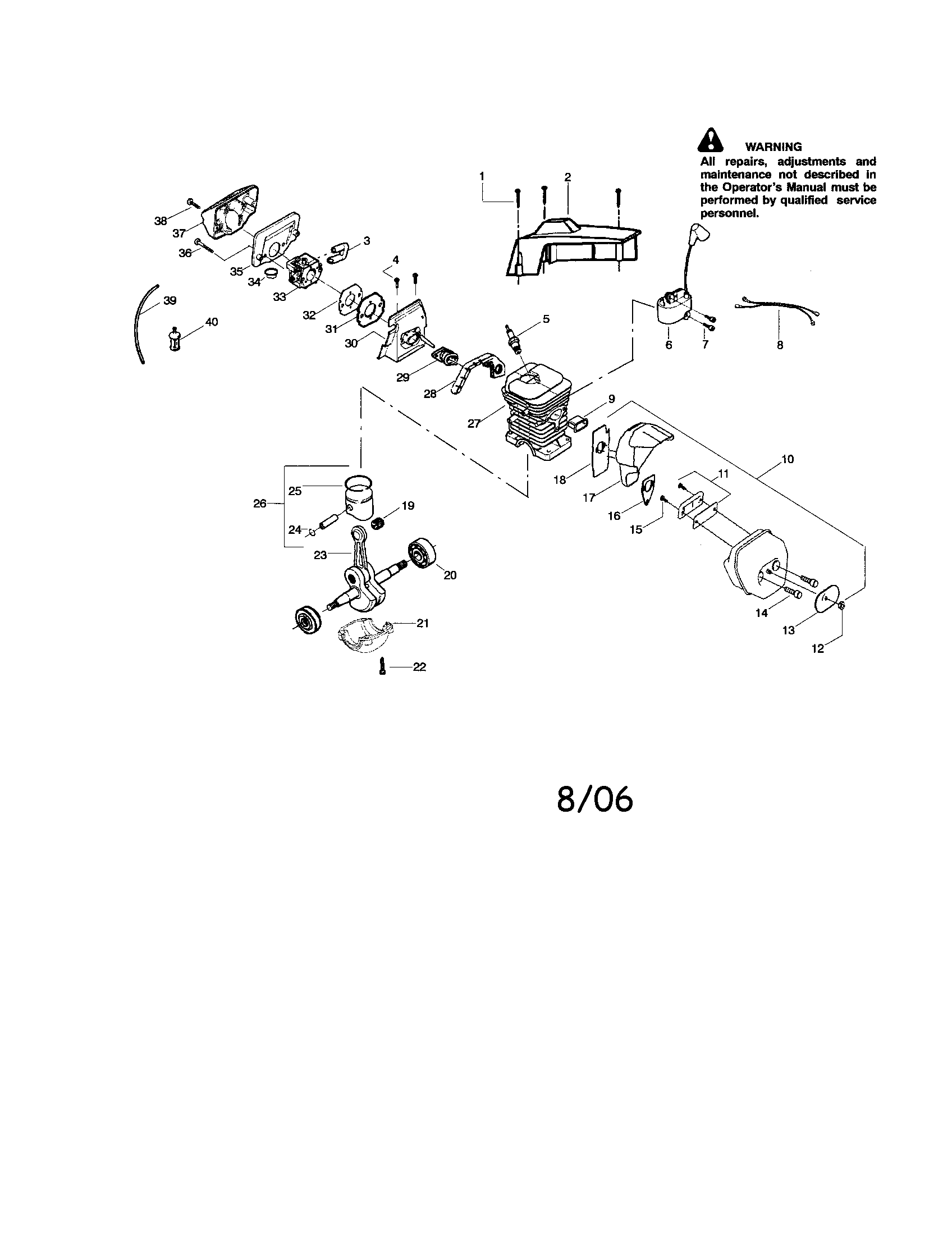 Poulan PP4620AVHD shield/cylinder/crankshaft diagram