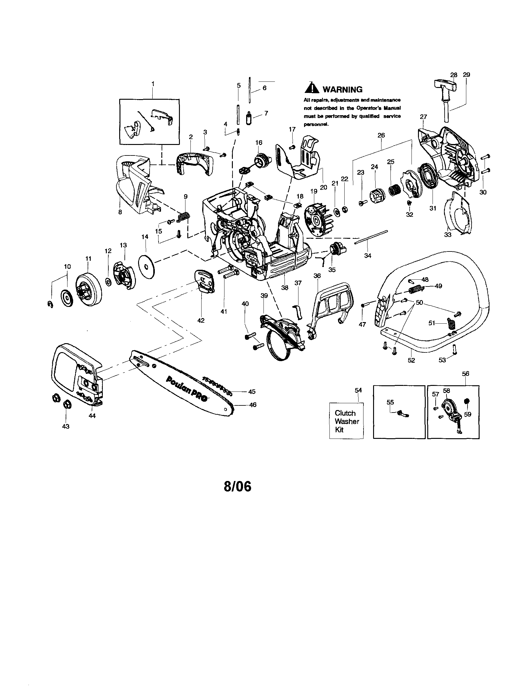 Poulan SM4218AV TYPE 2 chassis/bar/handle diagram