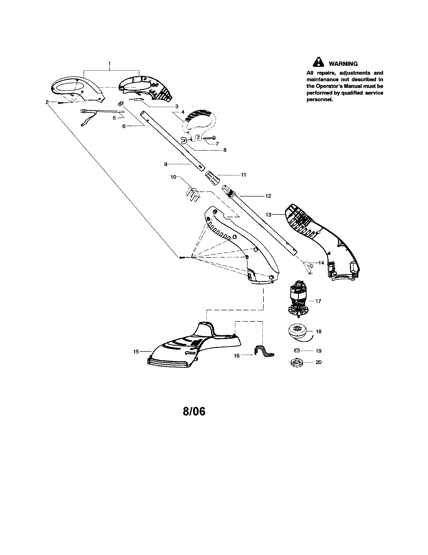 Weed Eater RTE115C line trimmer diagram