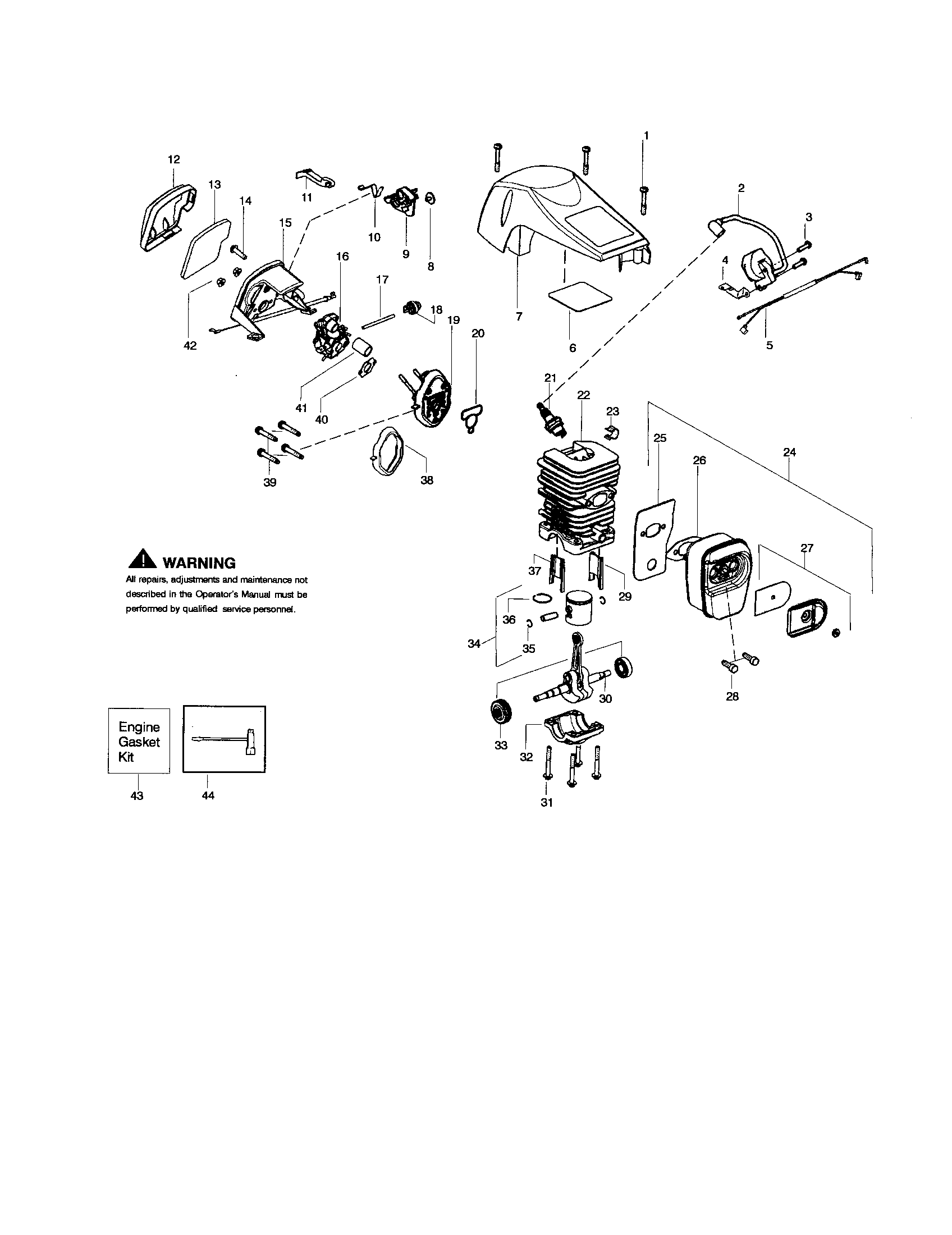 Poulan PP4218AVL TYPE 2 shield/cylinder/crankshaft diagram