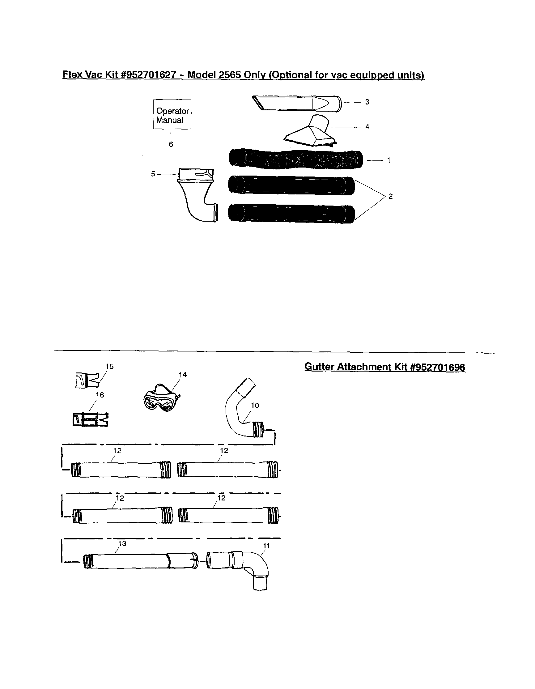 Weed Eater 2580 flex vac kit/cutter attachment diagram