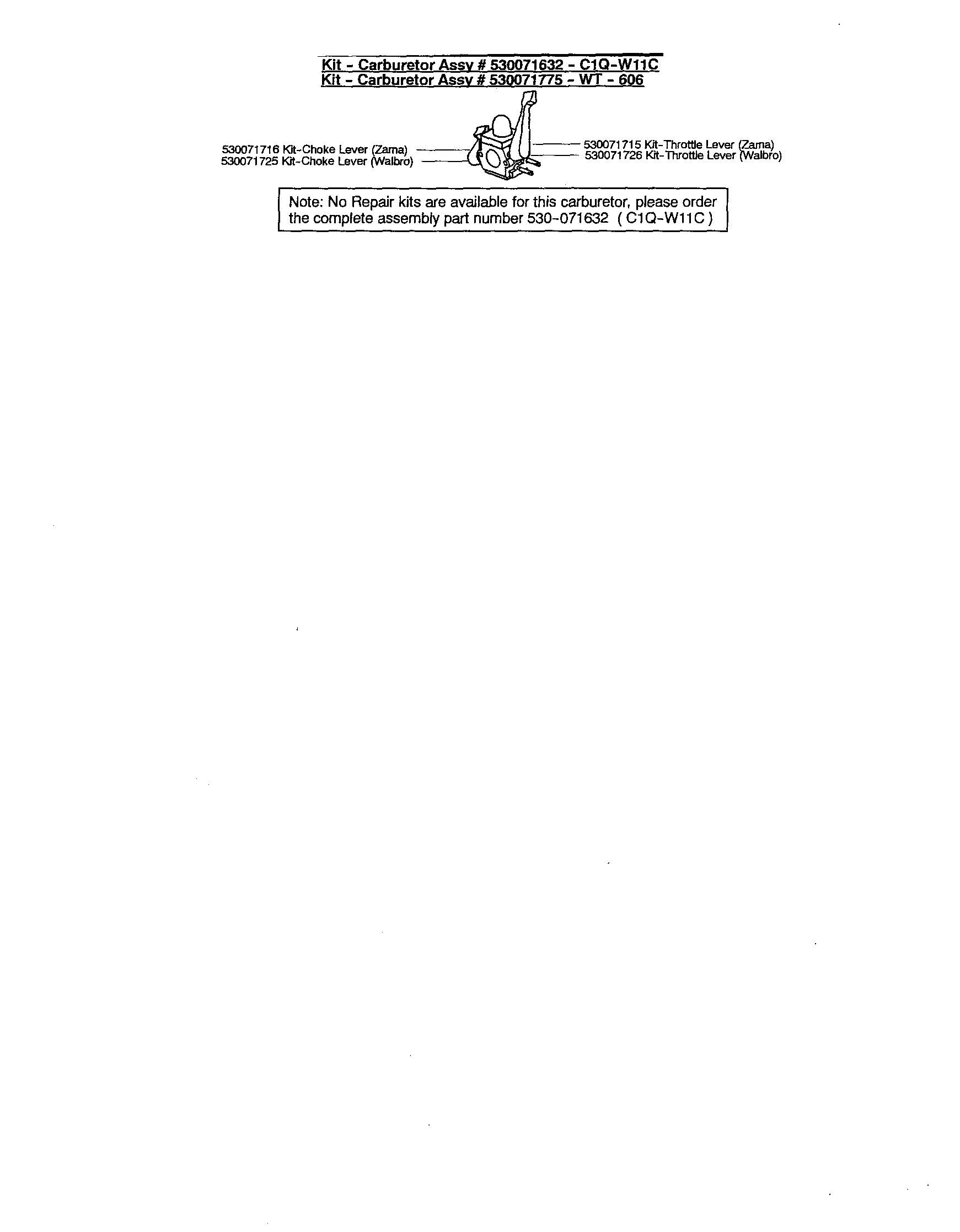 Weed Eater BV1850LE TYPE 1 carburetor assemblies diagram