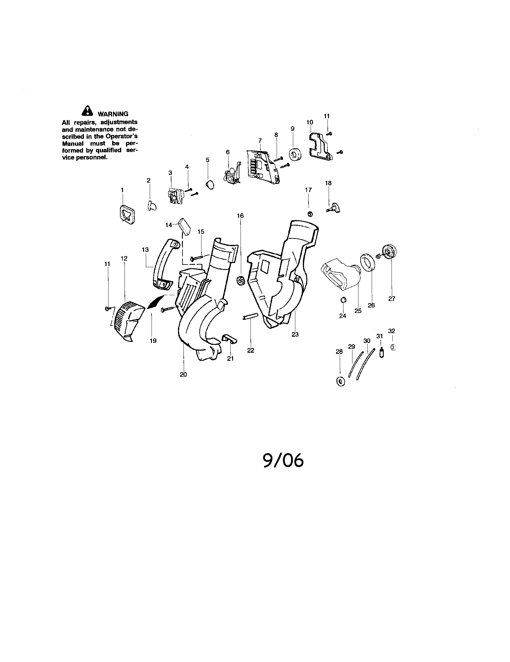 Weed Eater WT200LE TYPE 3 housing/handle diagram