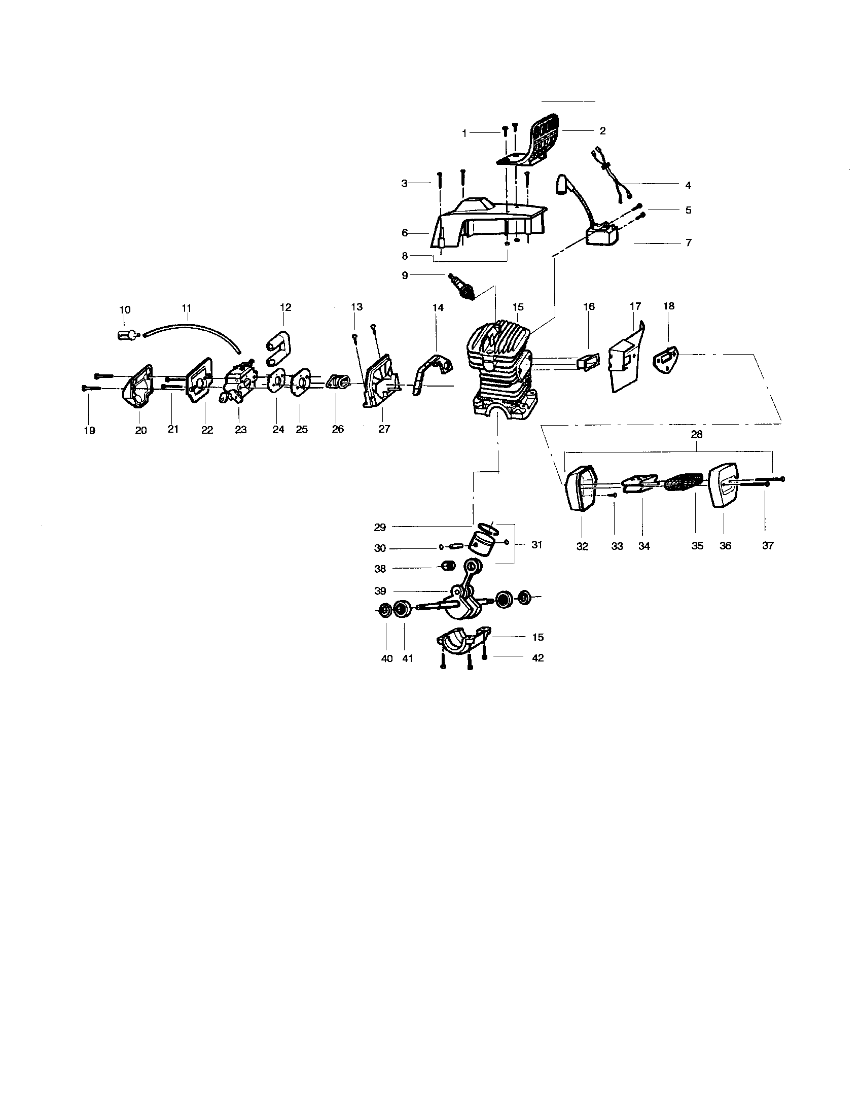 Poulan 2775 TYPE 1-2 cylinder/crankshaft/shield diagram