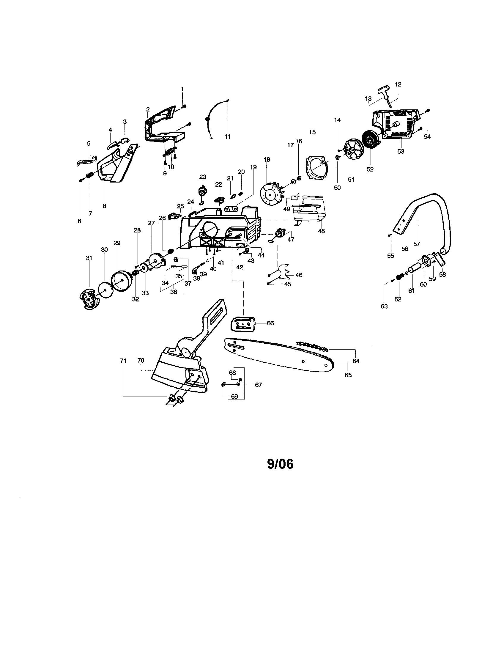 Poulan 2775 TYPE 3 chassis/bar/chain diagram