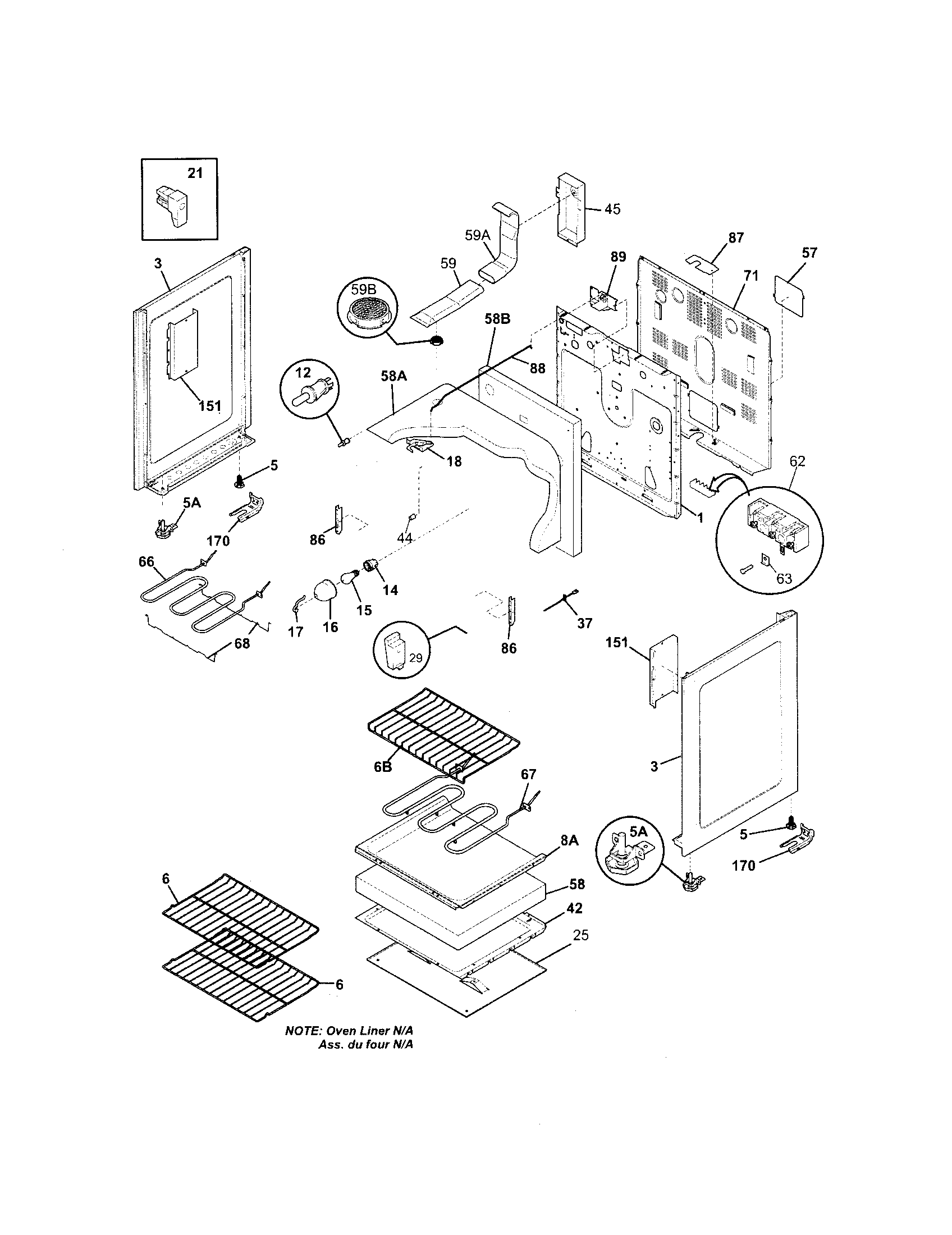 Frigidaire GLEFZ369FCB body diagram