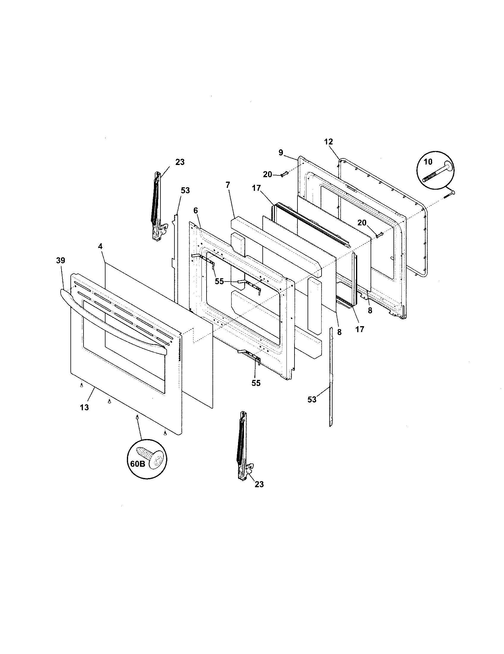 Frigidaire GLEFZ369FCB door diagram