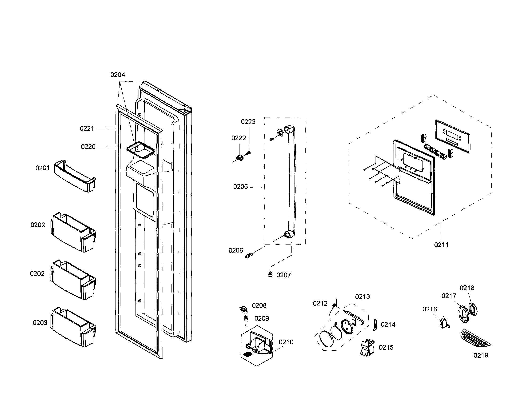 Bosch B20CS50SNW/01 freezer door diagram