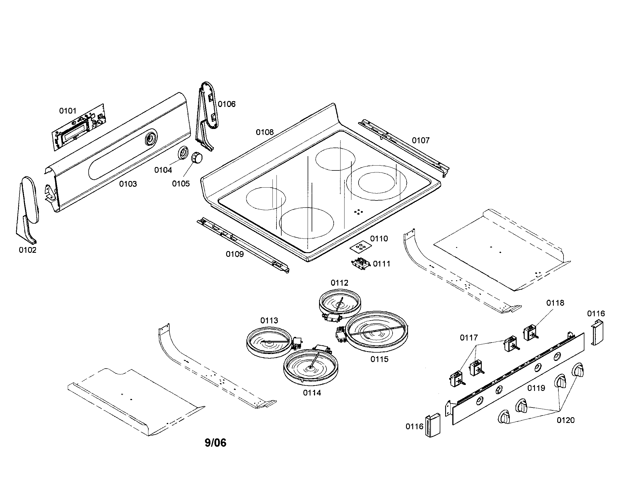Bosch HES3052U/01 cooktop diagram