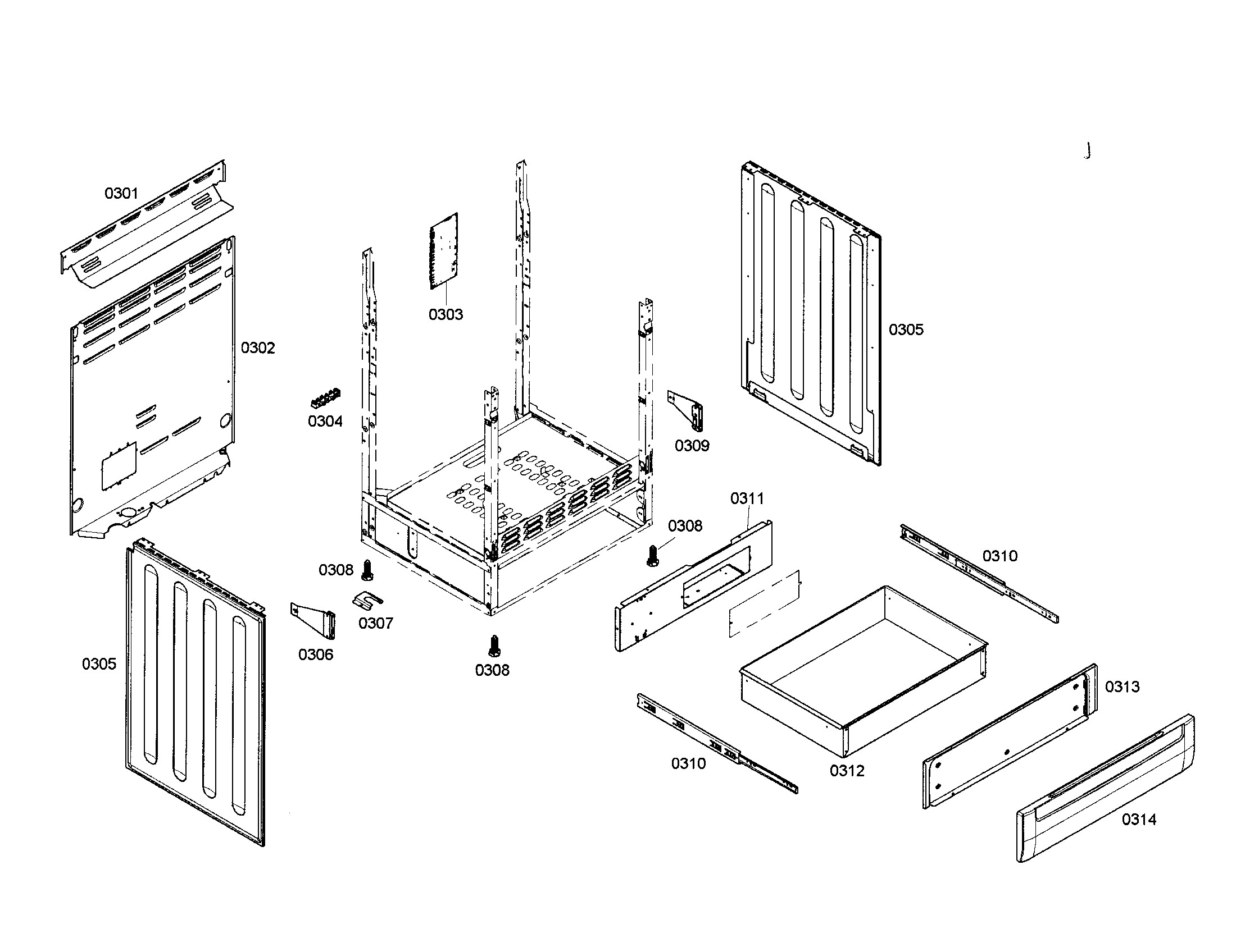 Bosch HES3052U/01 cabinet/drawer diagram