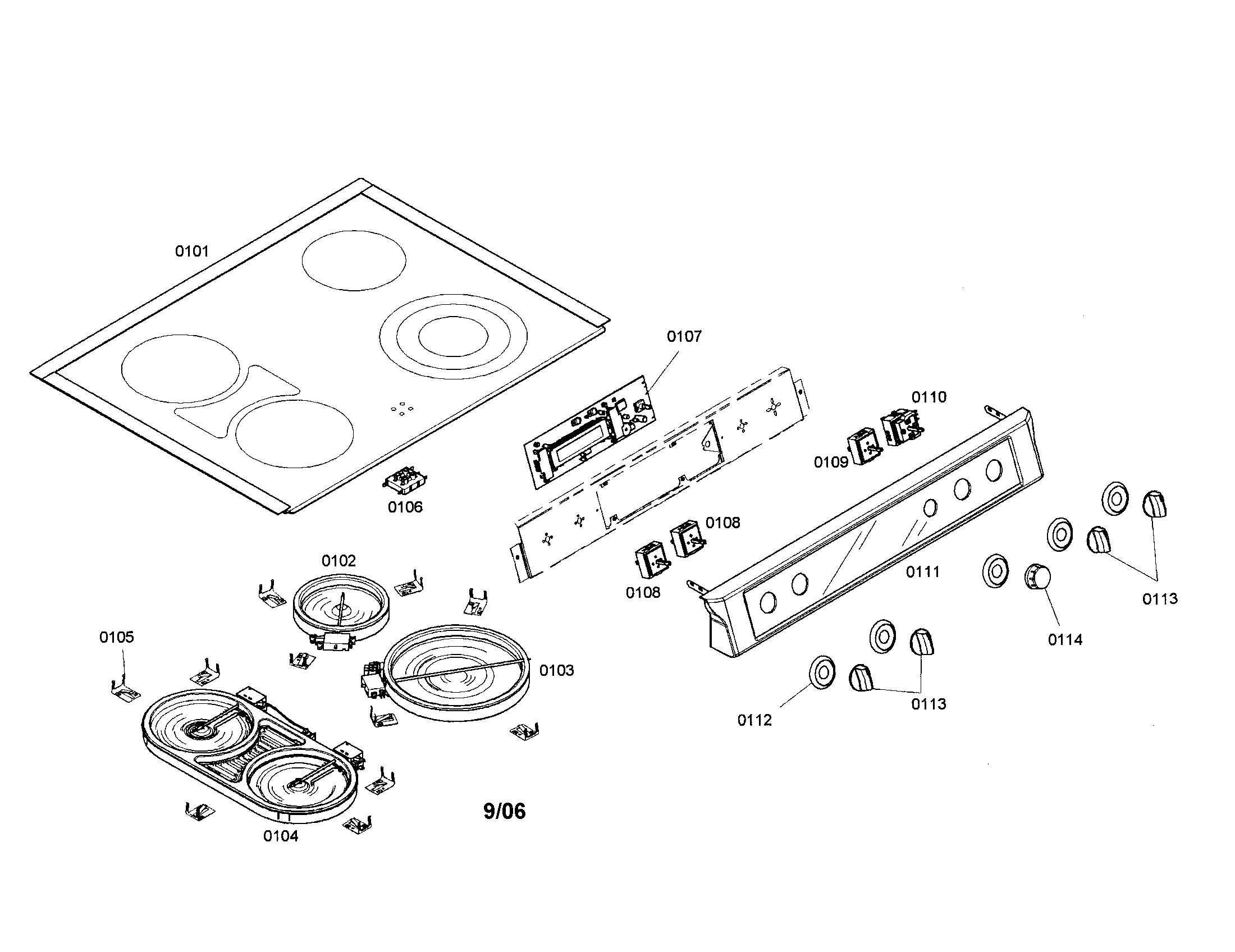 Bosch HEI7052U/01 cooktop diagram