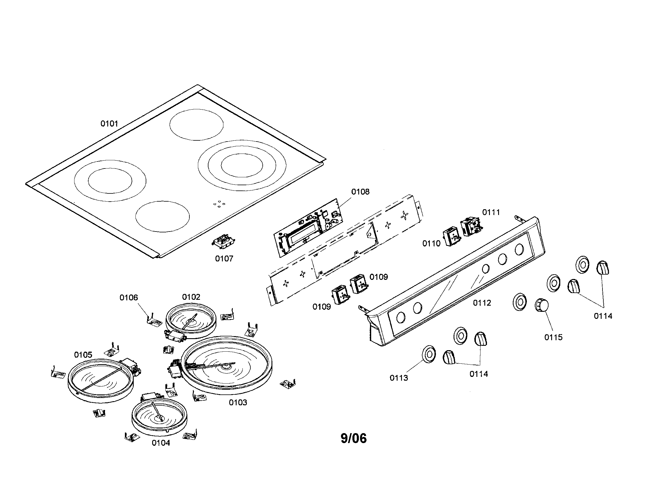 Bosch HEI7282U/01 cooktop diagram