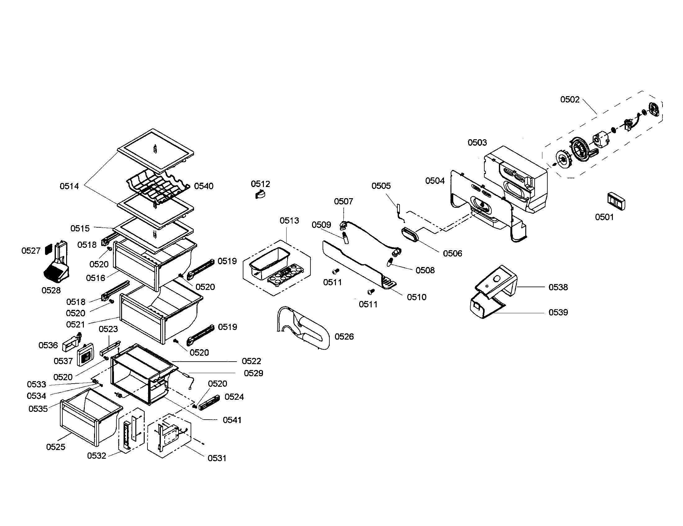 Bosch B20CS80SNW/01 refrigerator section diagram