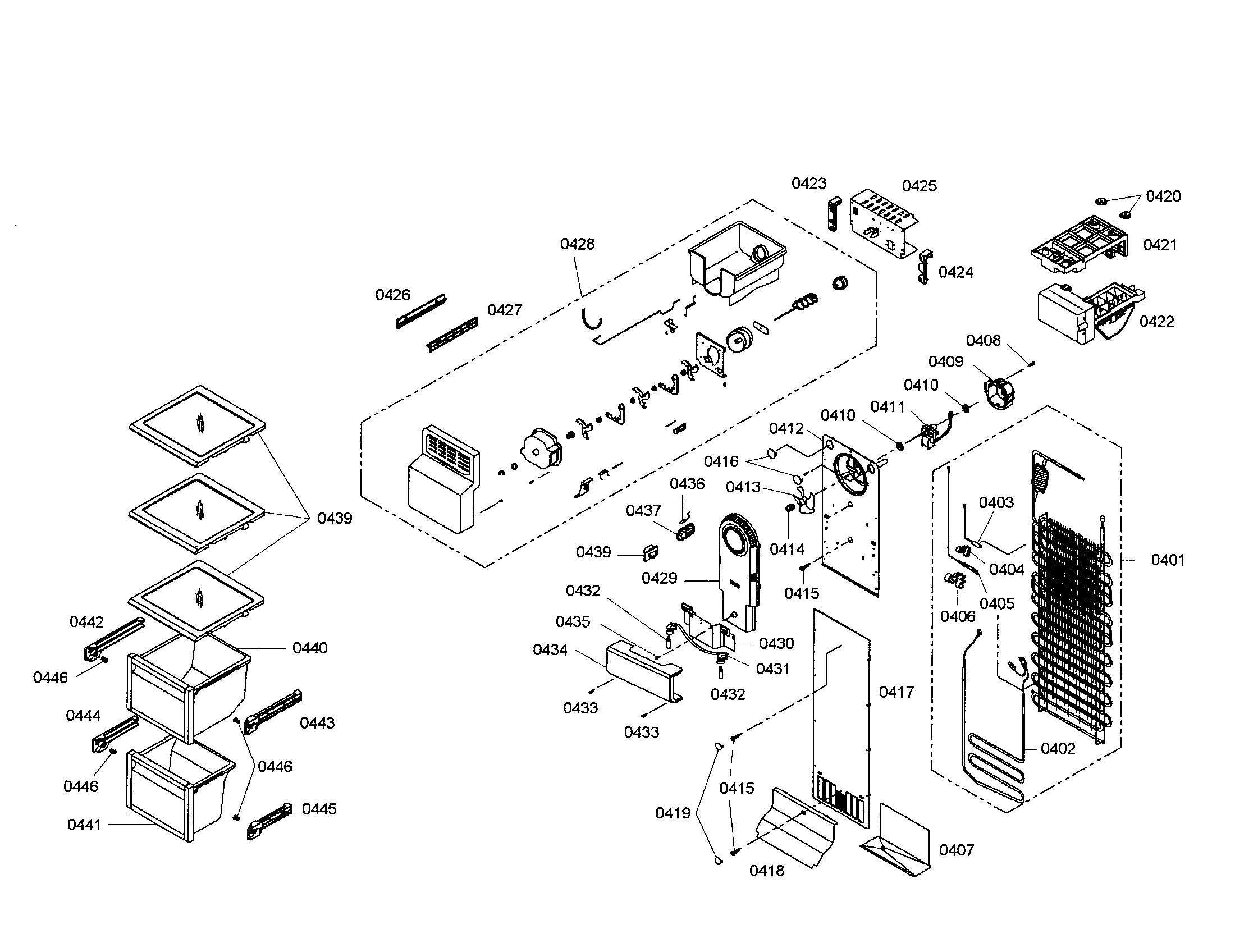 Bosch B20CS80SNS/01 freezer section diagram