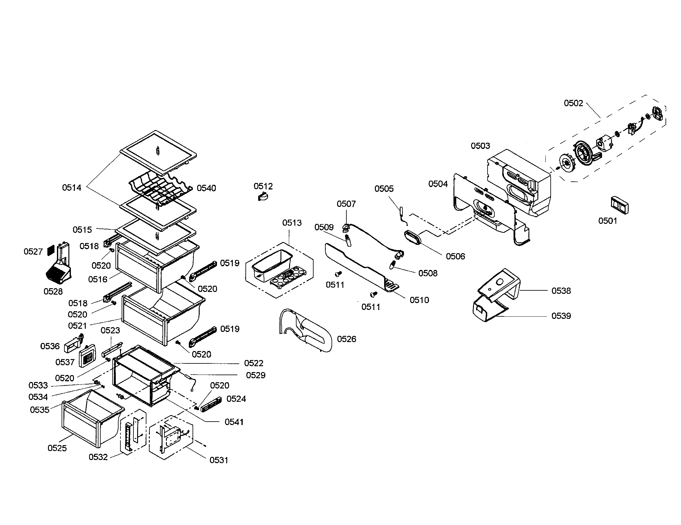 Bosch B20CS80SNS/01 refrigerator section diagram