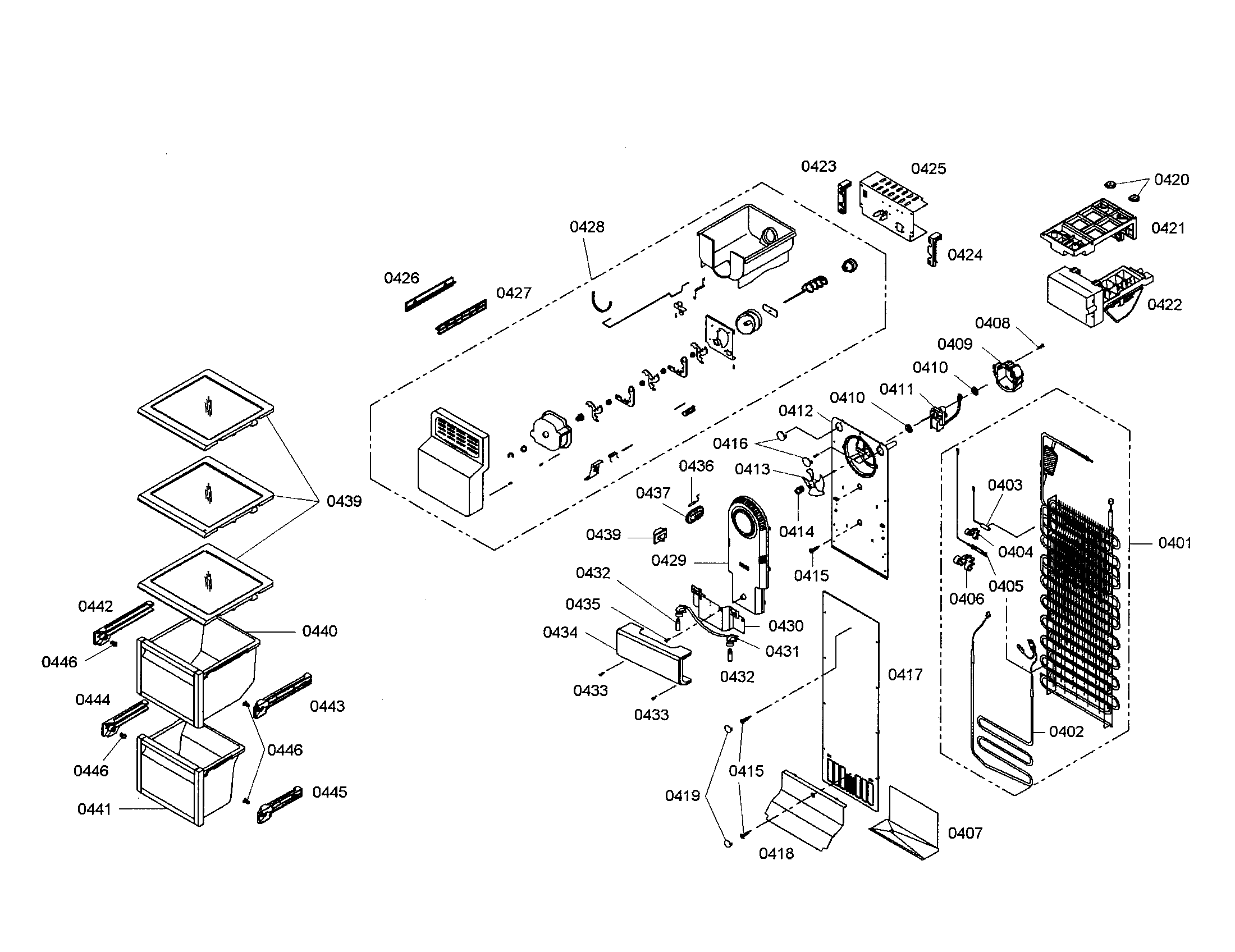 Bosch B20CS80SNB/01 freezer section diagram