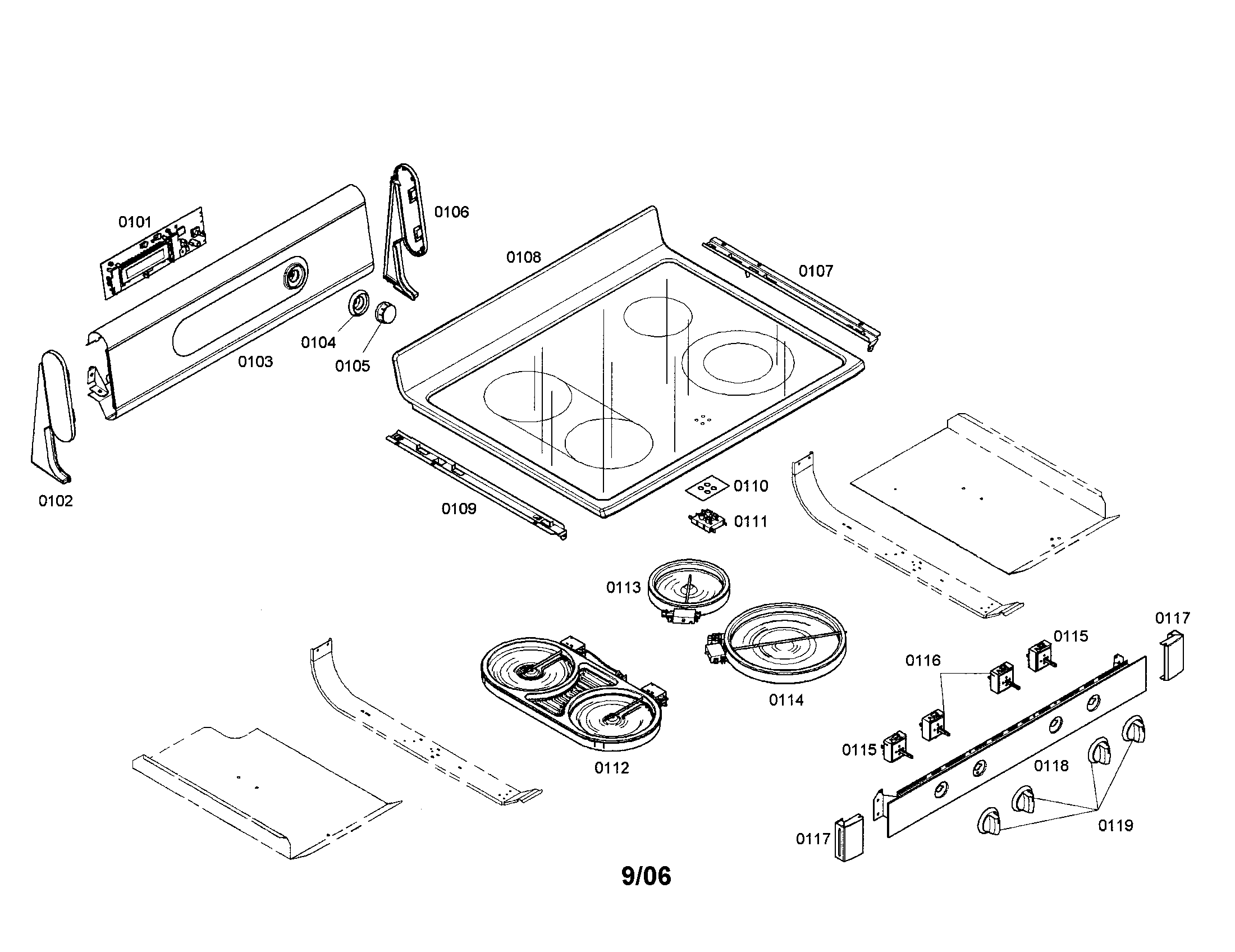 Bosch HES7062U/01 cooktop diagram