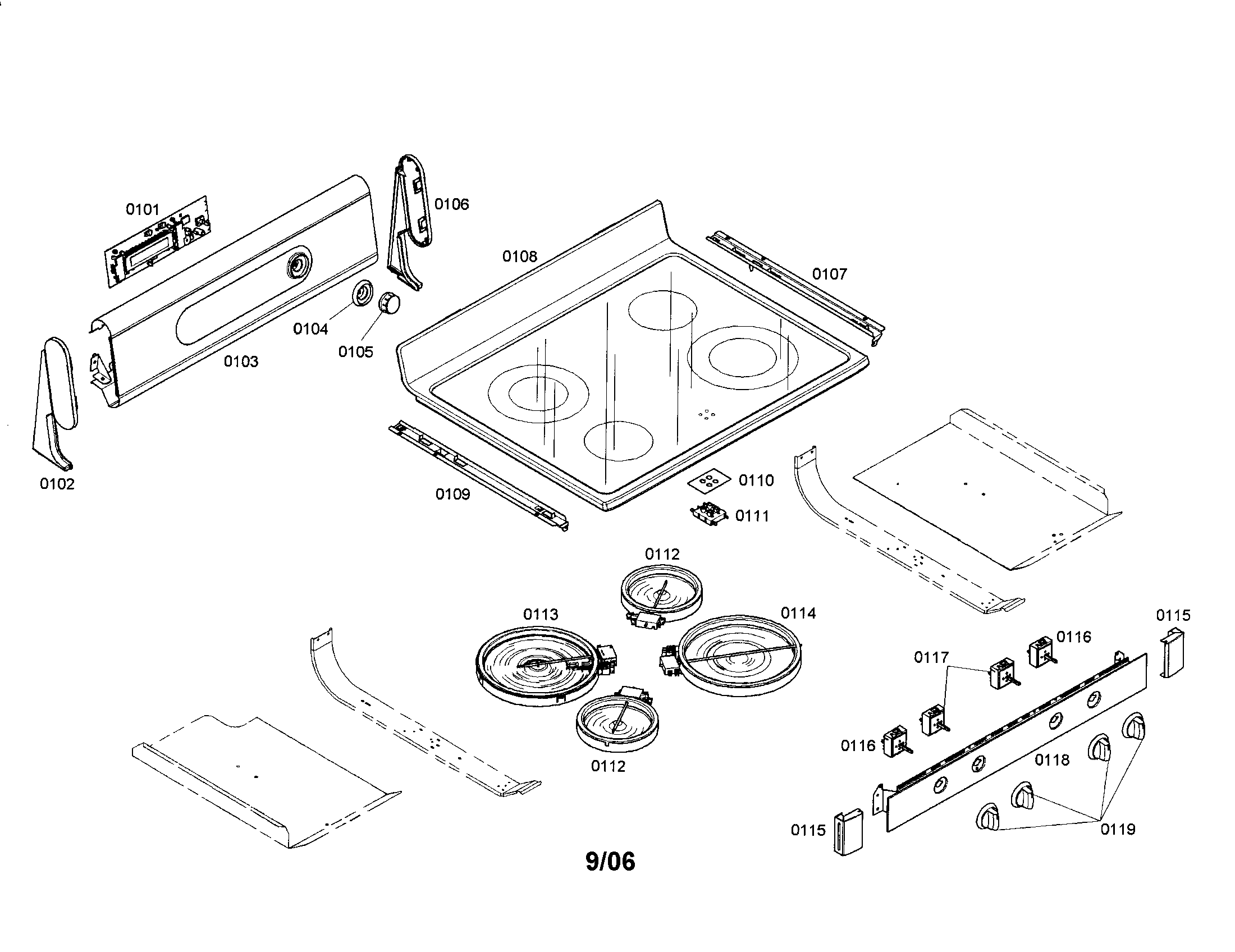 Bosch HES5062U/01 cooktop diagram