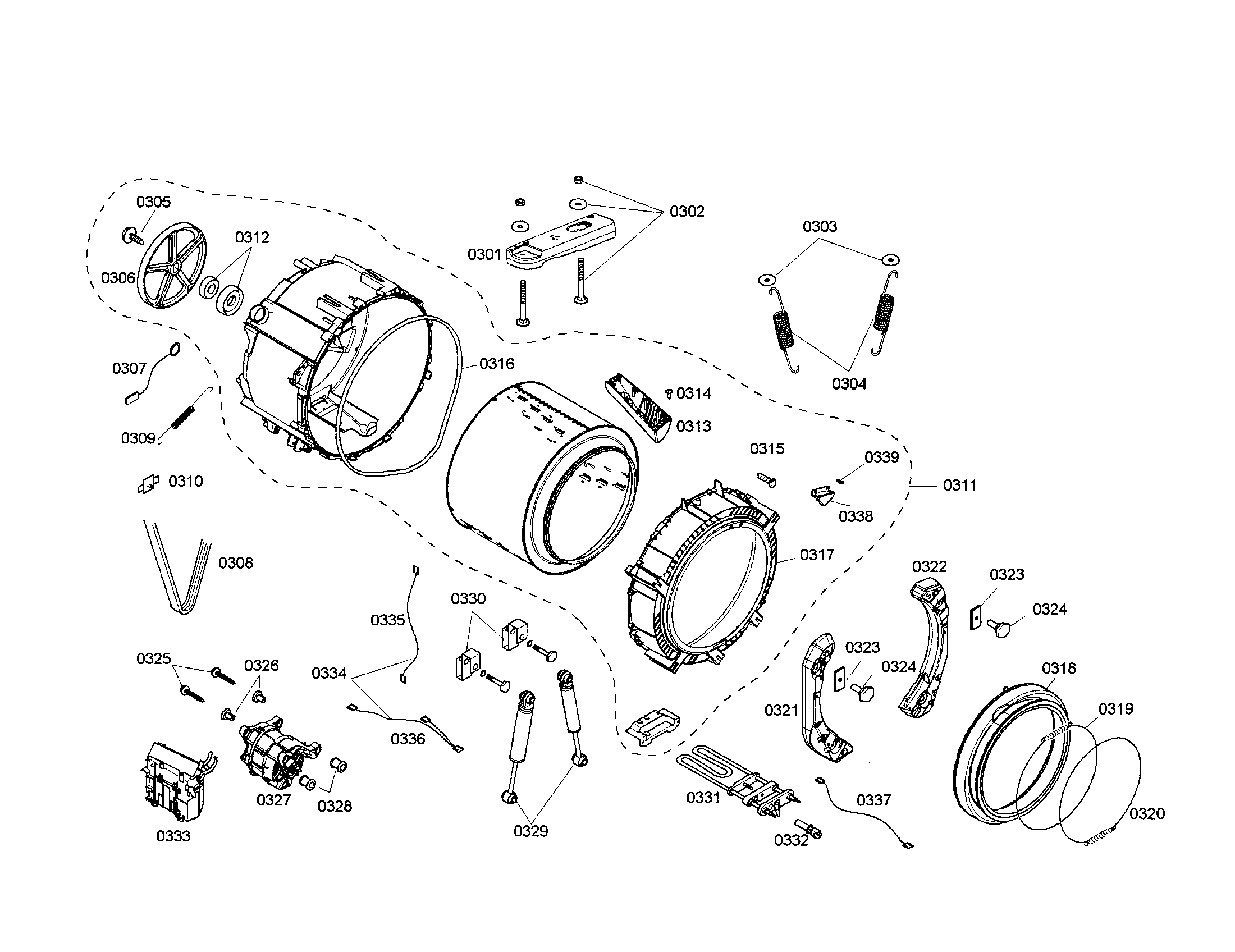 Bosch WFMC2201UC/02 drum/tub diagram