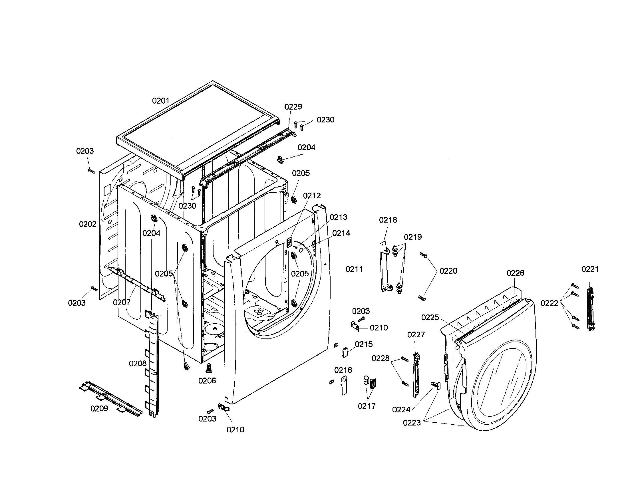 Bosch WTMC3321US/03 cabinet/door diagram
