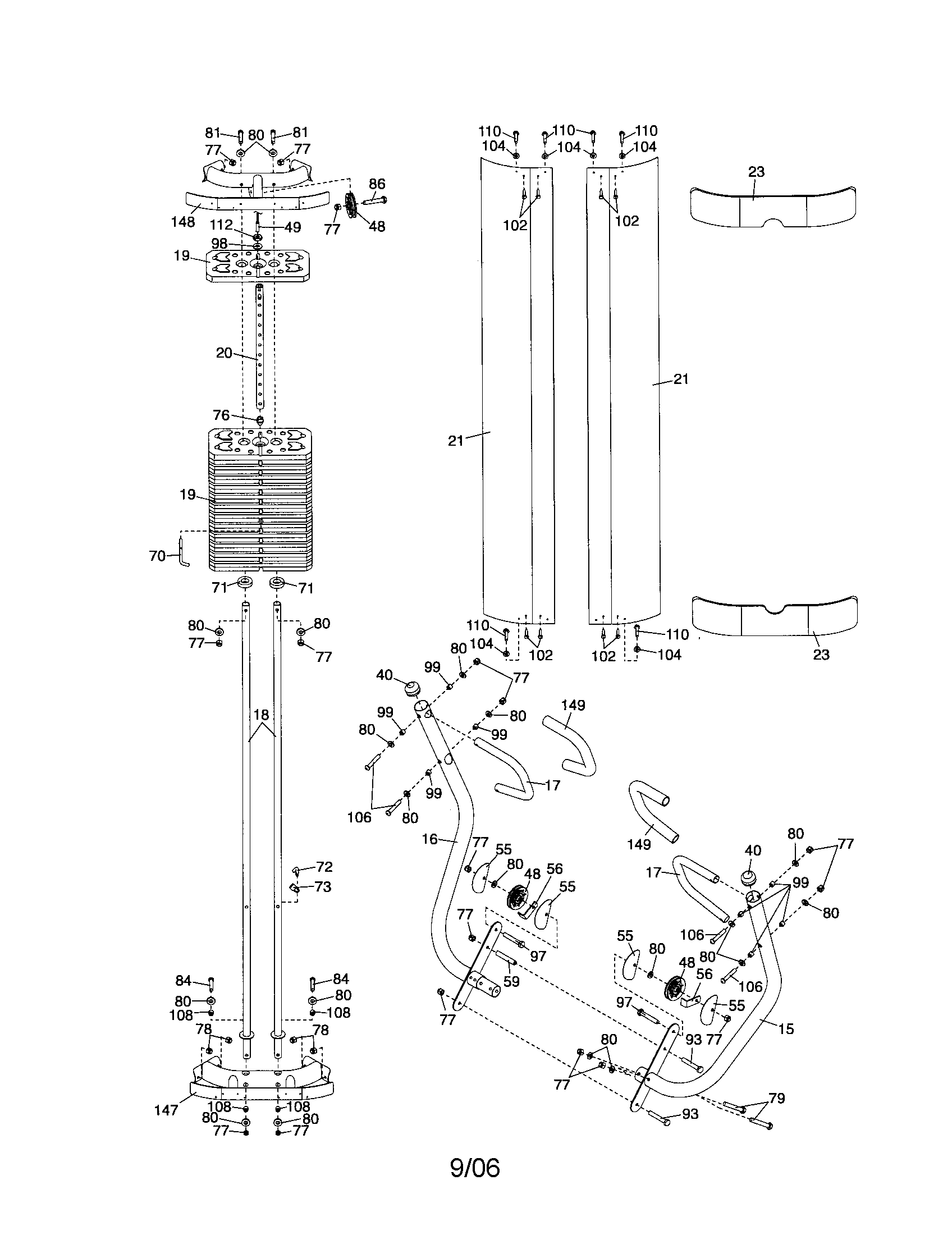 Weider 831146230 weights/press arms diagram
