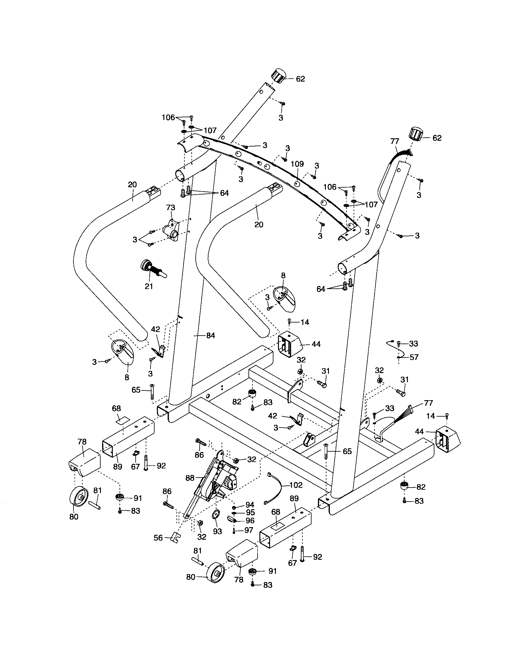 Proform 831246460 uprights/handlebars diagram