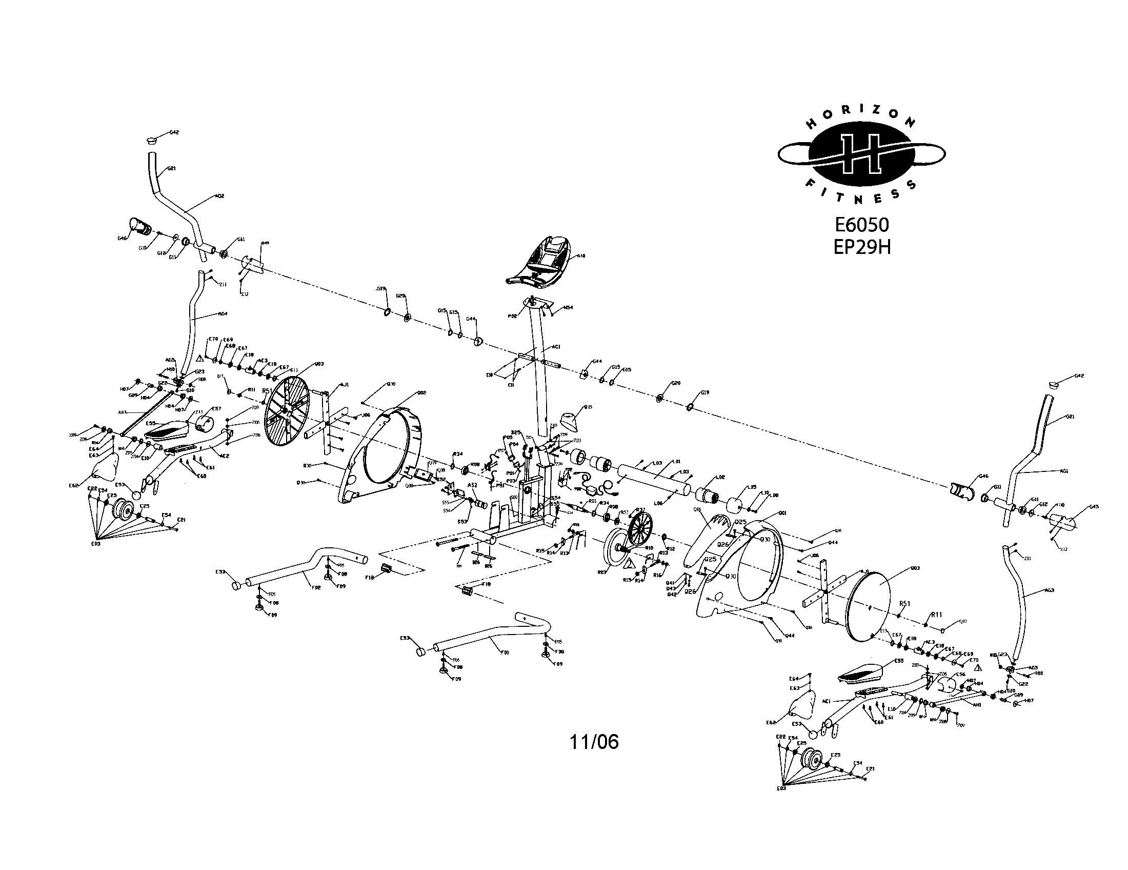 Horizon E6050 elliptical diagram